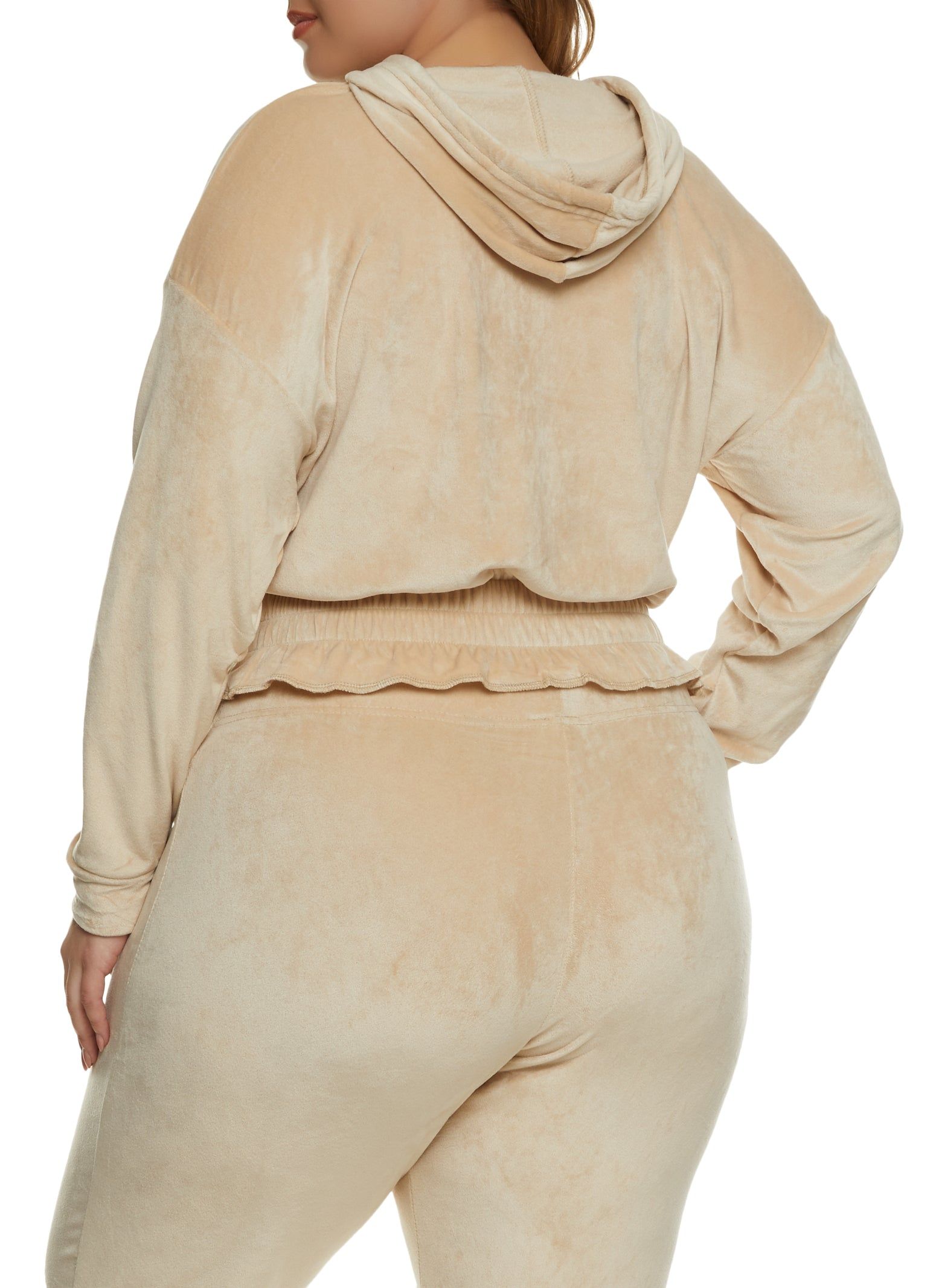 Plus Size Velour Elastic Waist Hoodie sold by Rainbow product image thumbnail 3