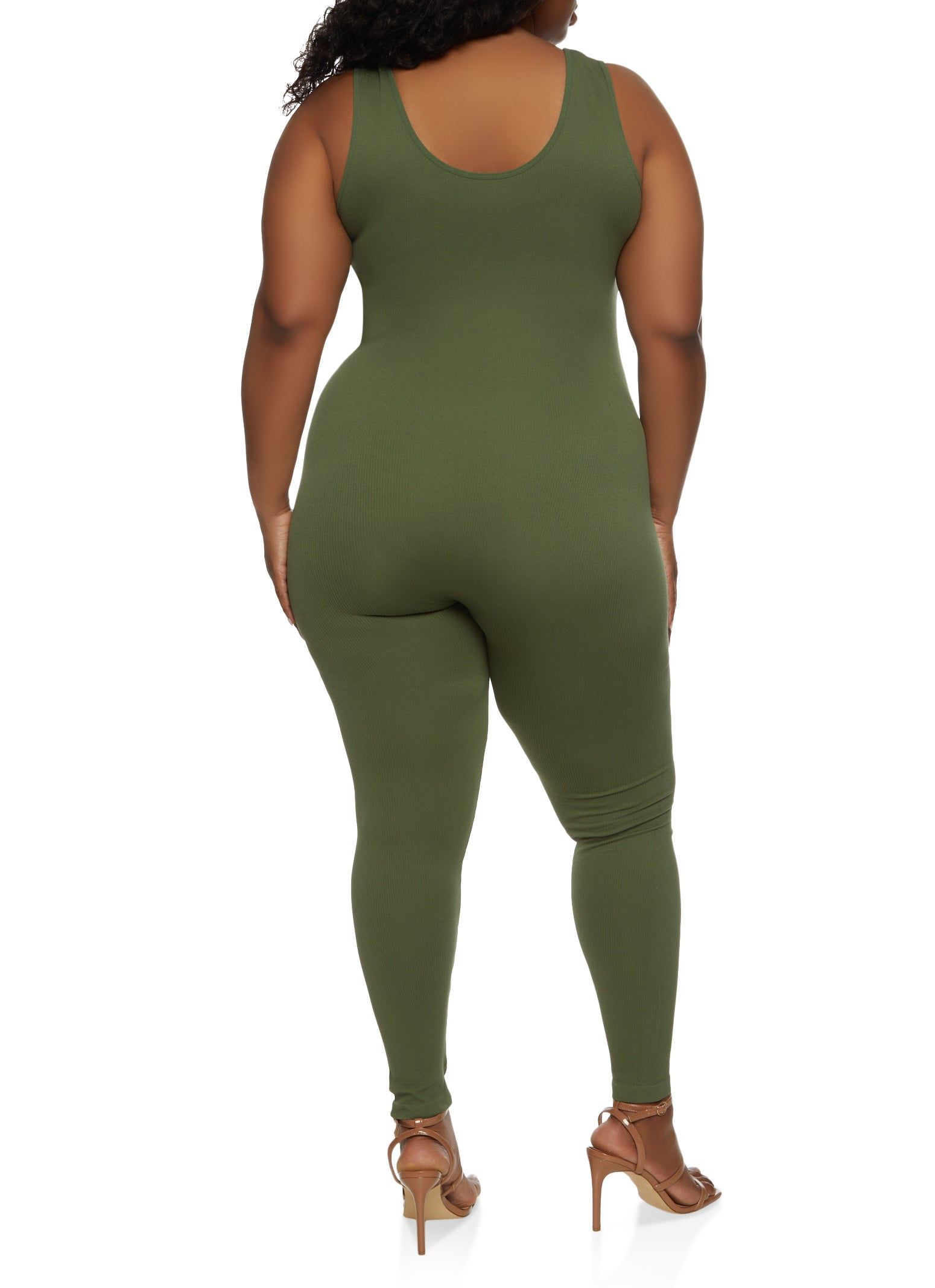 Plus Size Rib Knit Scoop Neck Catsuit sold by Rainbow product image thumbnail 2