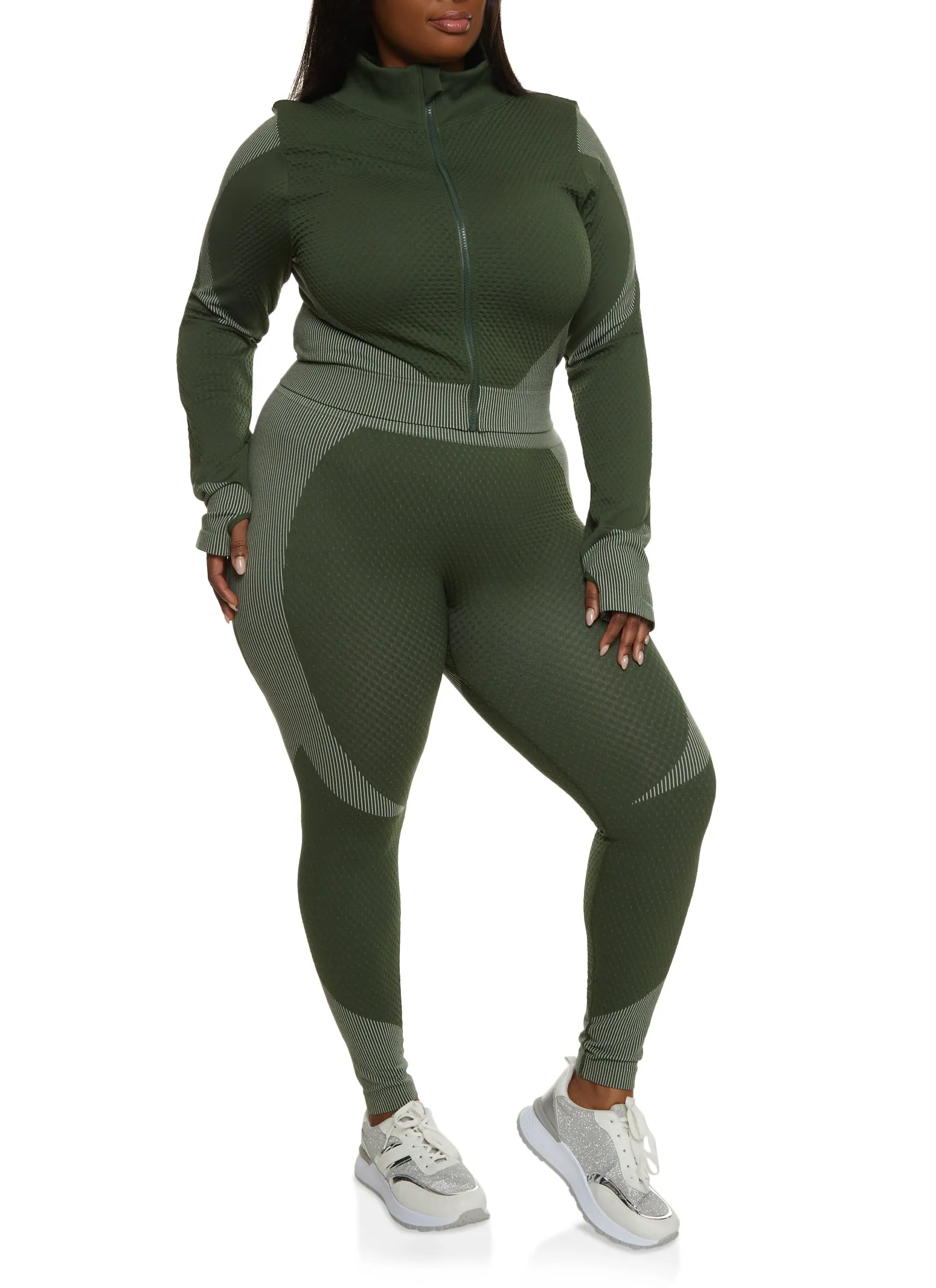 Plus Size Seamless Striped Detail Track Jacket sold by Rainbow product image thumbnail 2