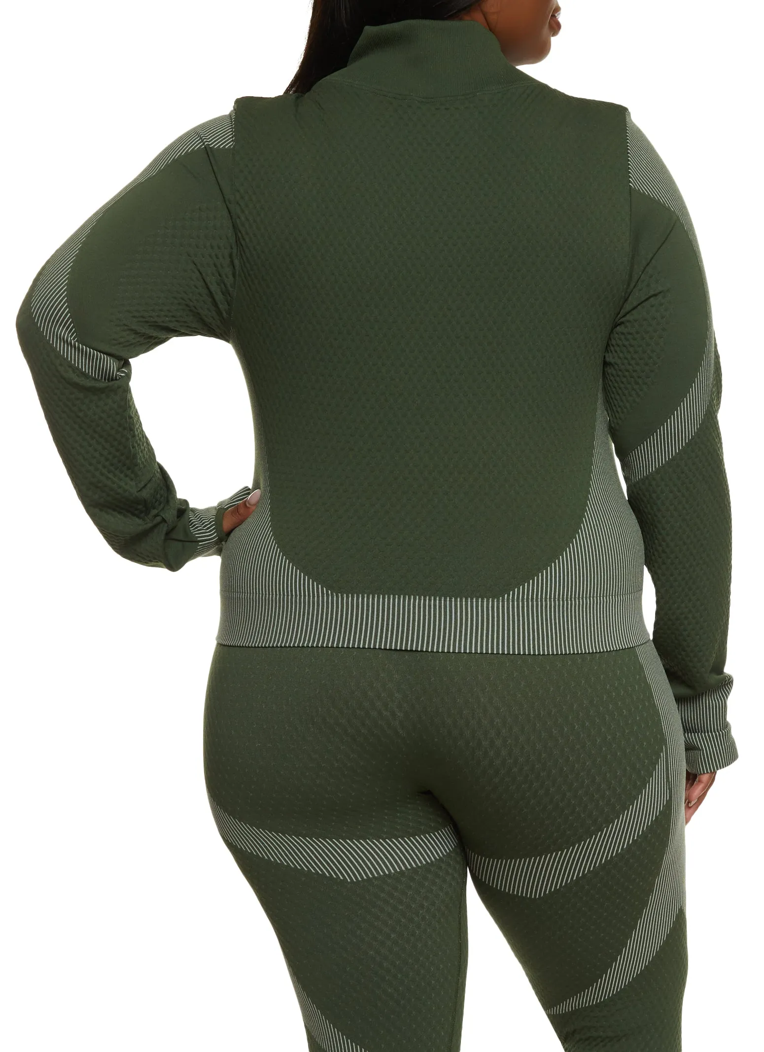 Plus Size Seamless Striped Detail Track Jacket sold by Rainbow product image thumbnail 3