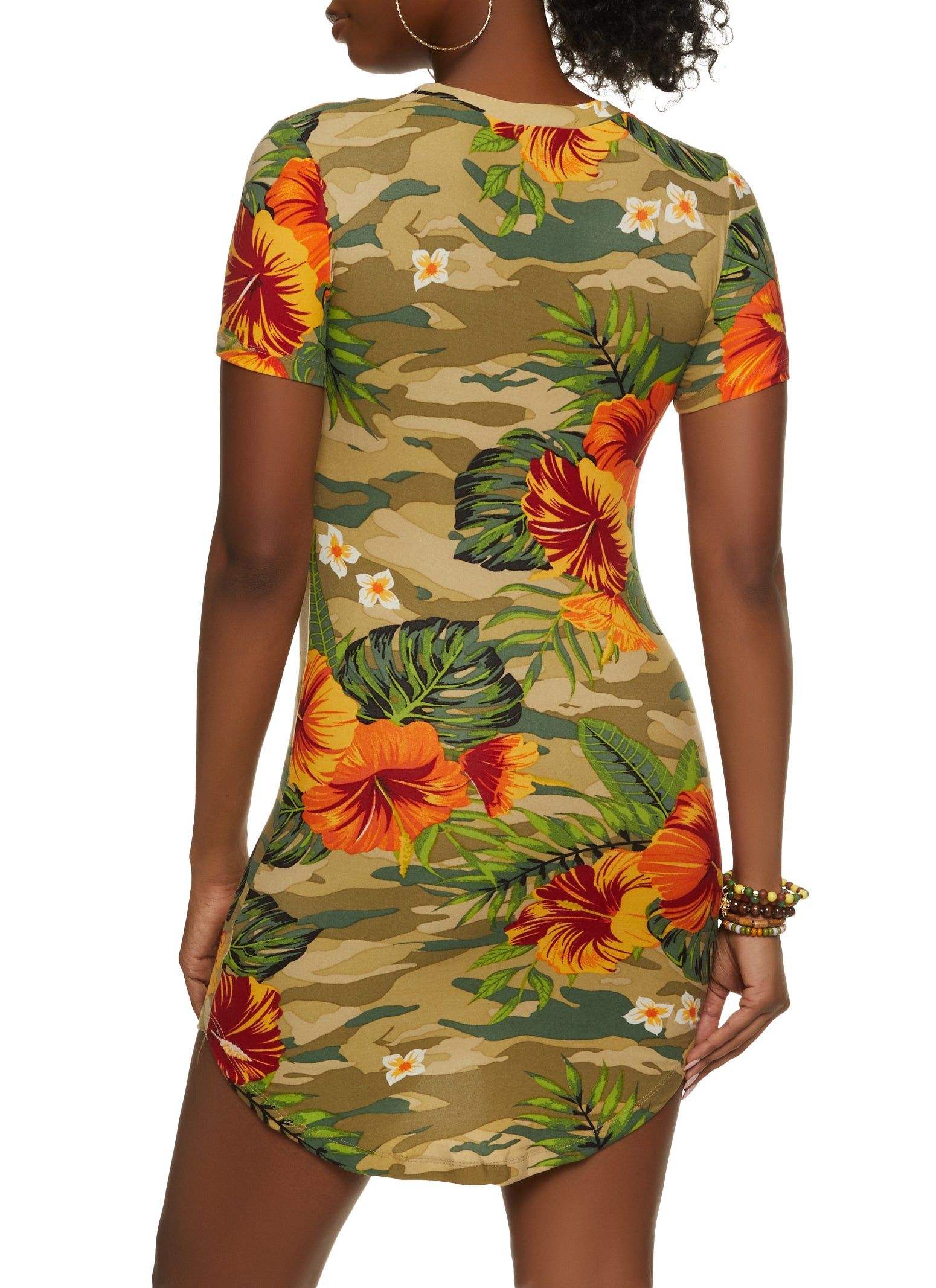 Camo Floral Print T Shirt Dress sold by Rainbow product image thumbnail 3