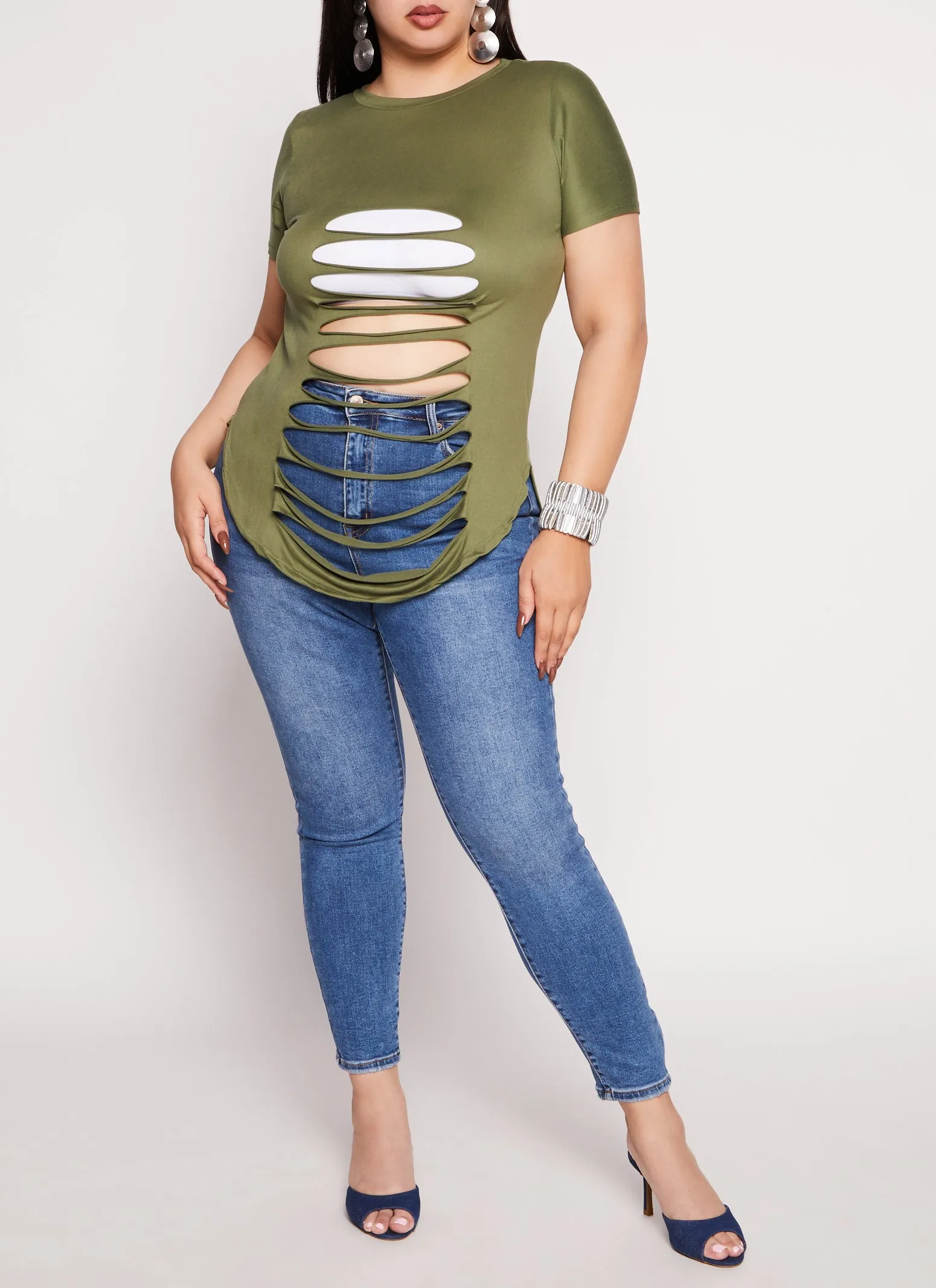 Plus Size Slashed High Low Tee sold by Rainbow product image thumbnail 2