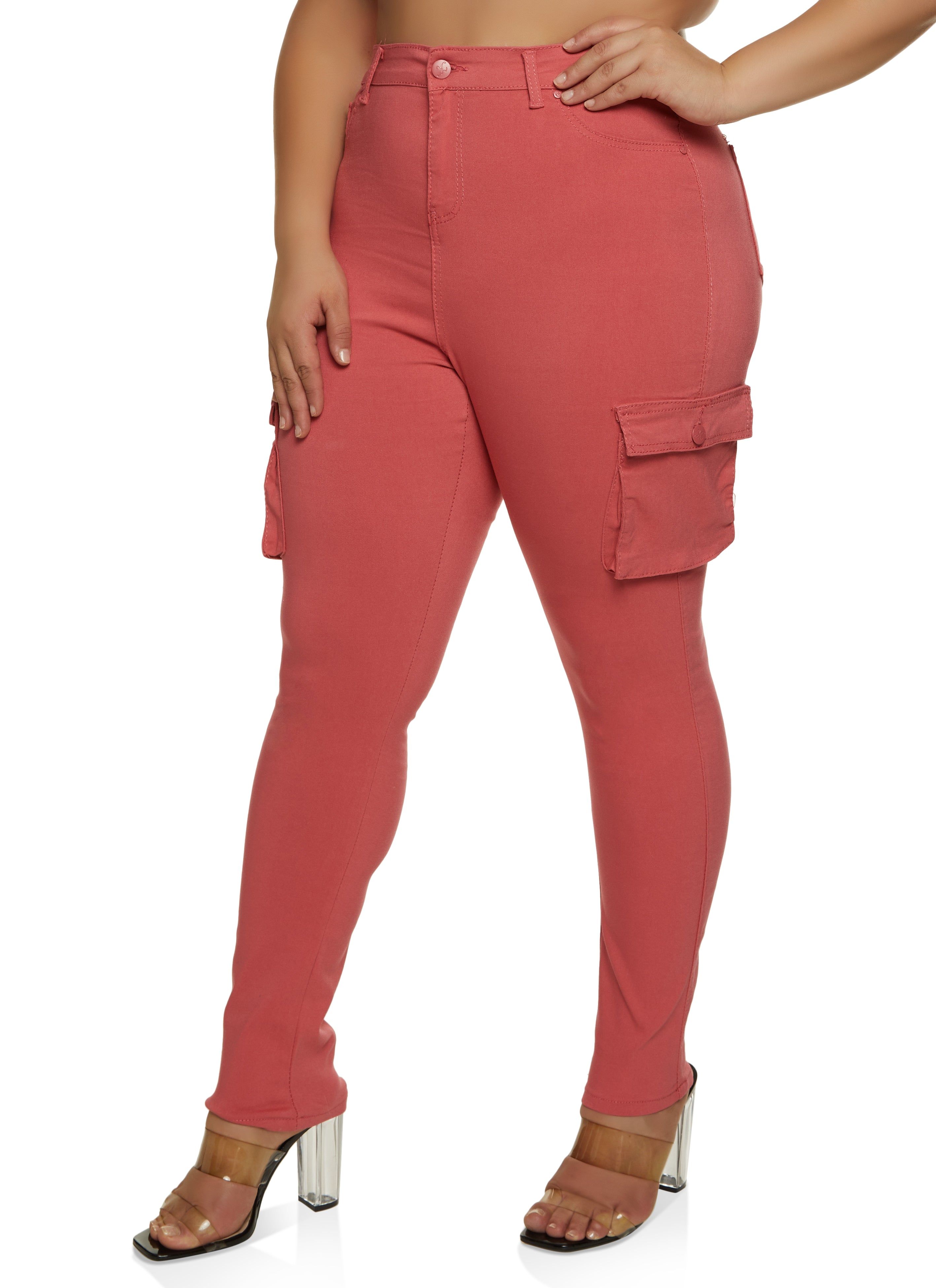 Plus Size Cargo Pocket Hyperstretch Skinny Pants sold by Rainbow