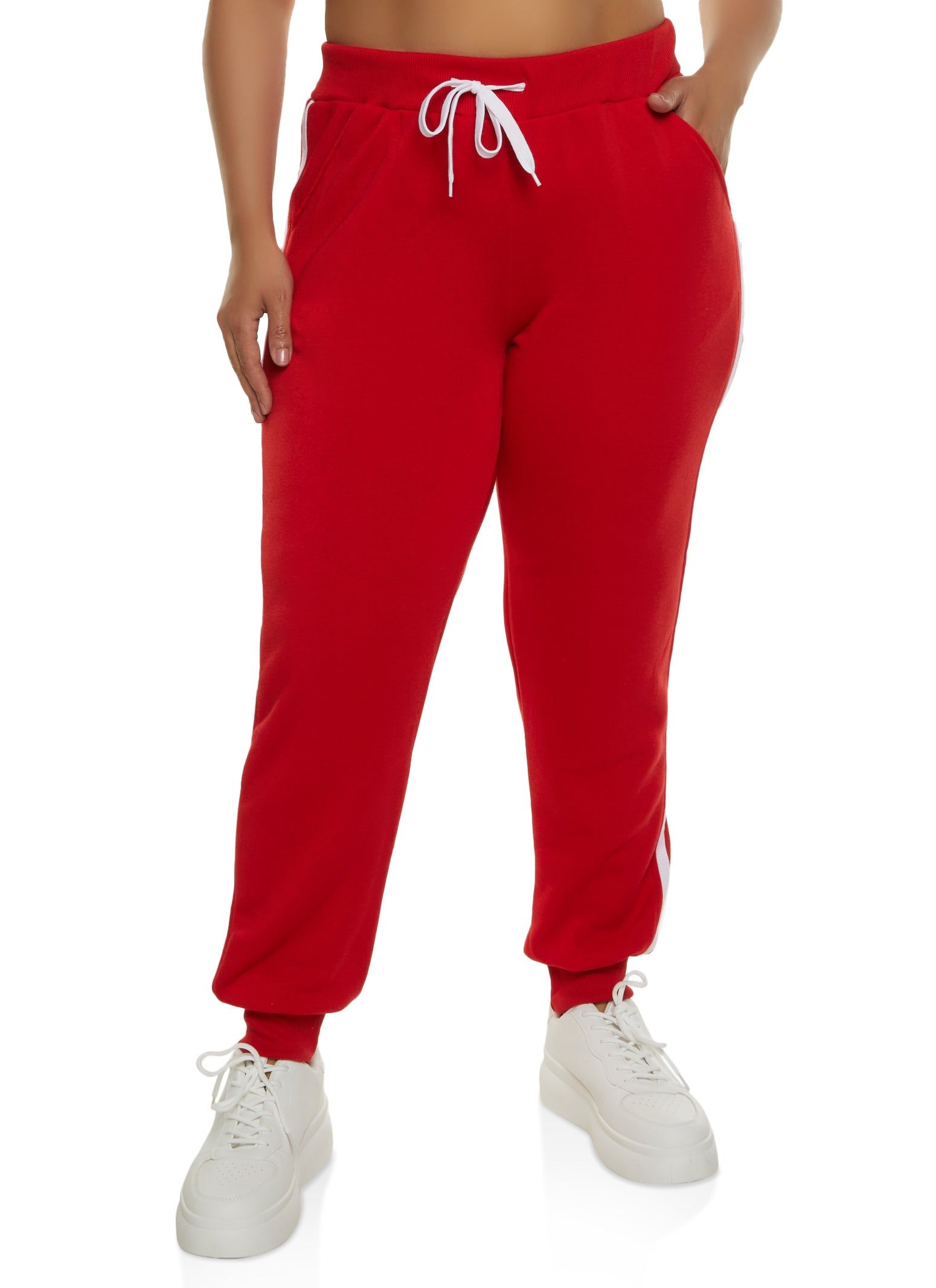 Plus Size Varsity Striped Side Joggers sold by Rainbow