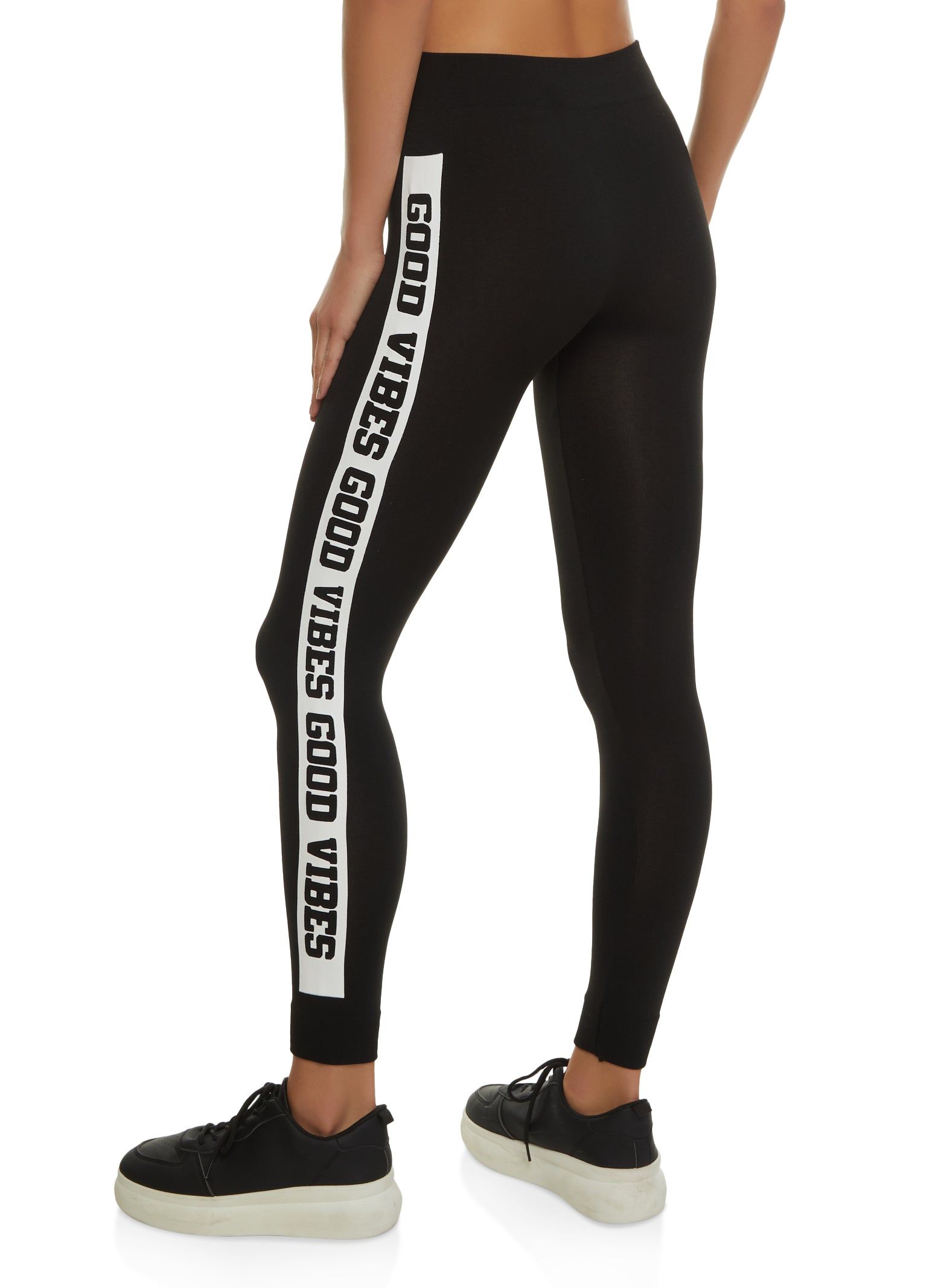 Good Vibes Graphic Trim Leggings sold by Rainbow product image thumbnail 2