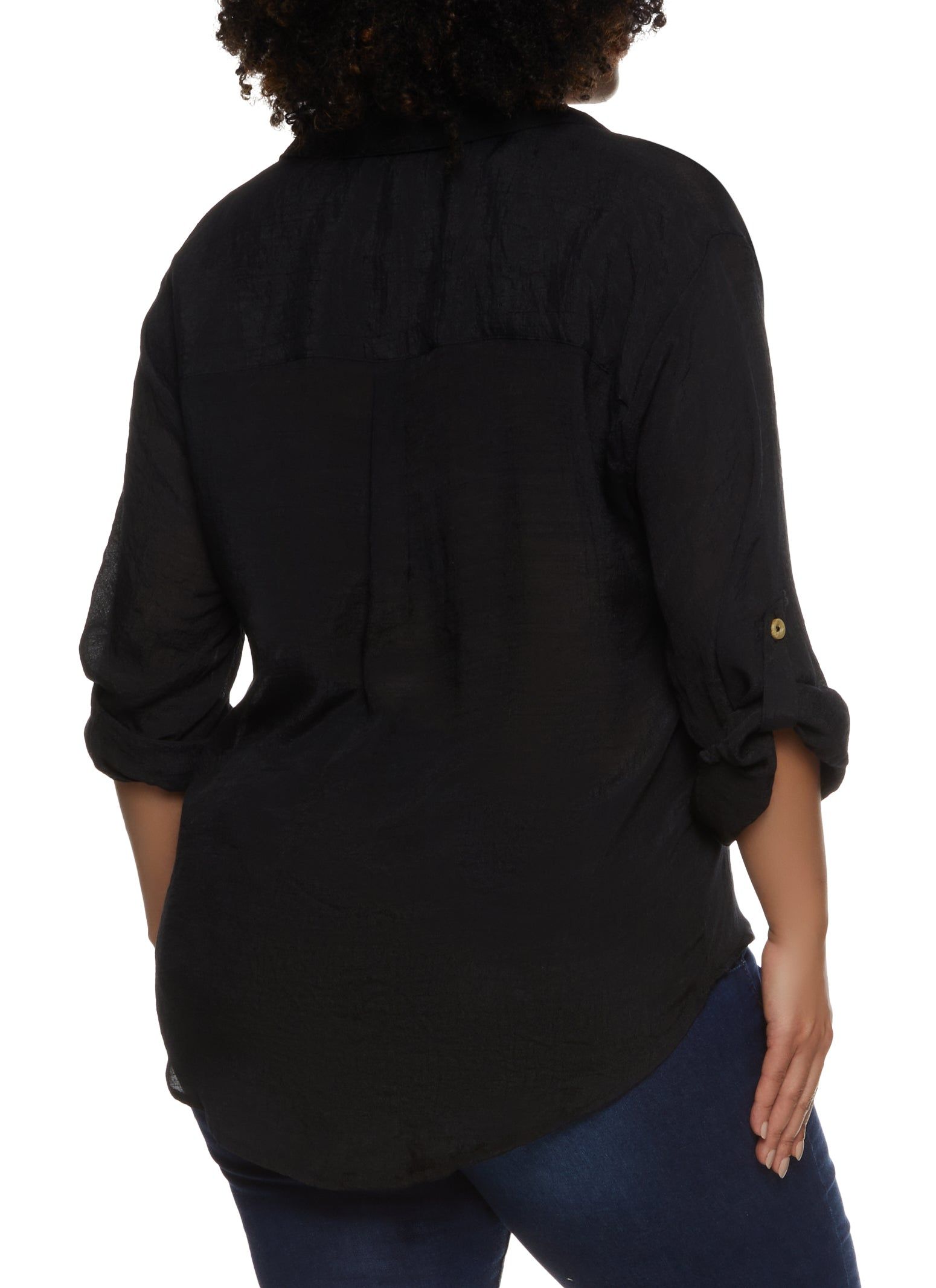 Plus Size Tabbed Sleeve V Neck Shirt sold by Rainbow product image thumbnail 2