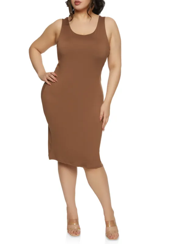 Plus Size Basic Midi Tank Dress sold by Rainbow