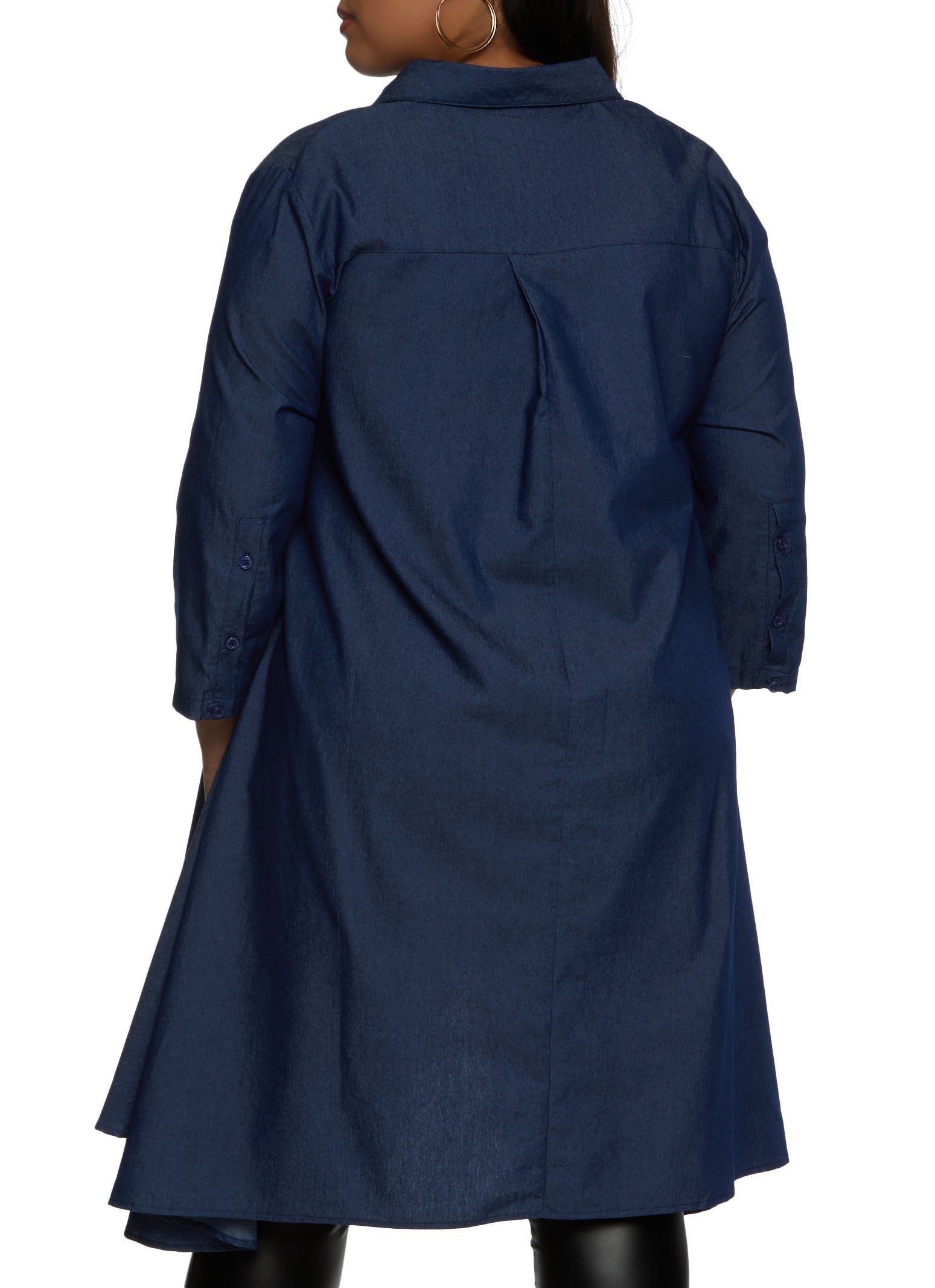 Plus Size Denim Button Front High Low Shirt sold by Rainbow product image thumbnail 3