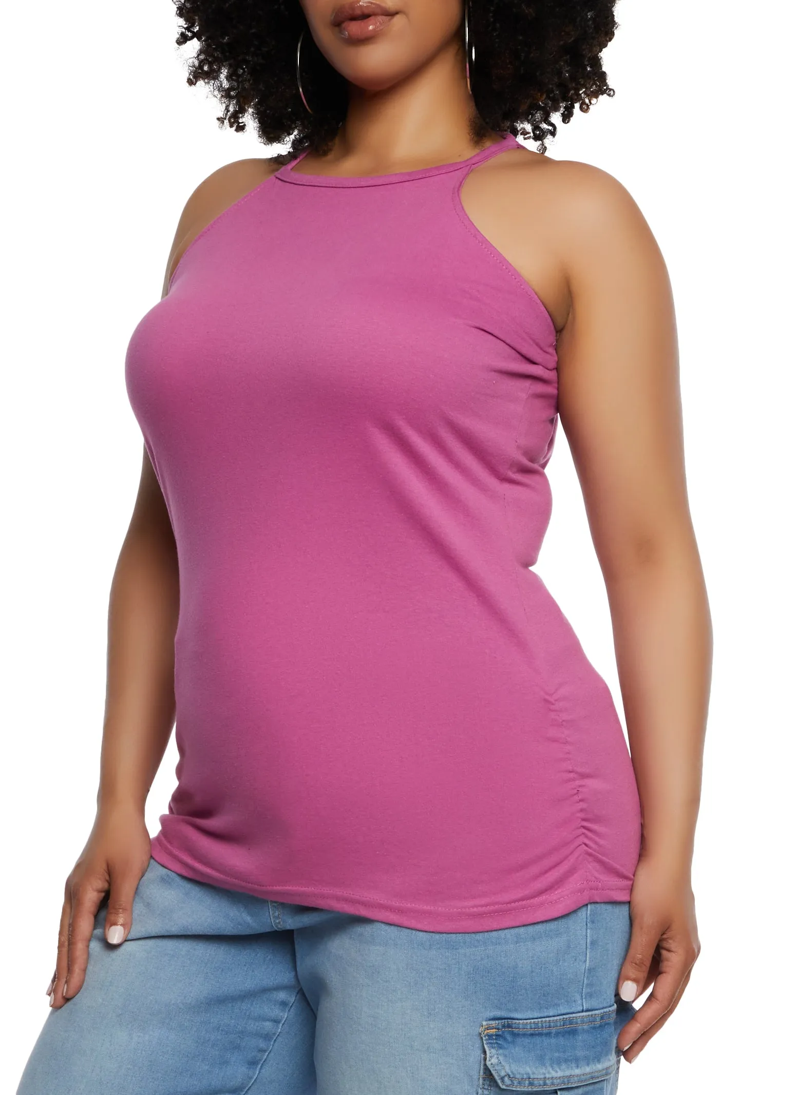 Plus Size High Neck Ruched Tank Top sold by Rainbow product image thumbnail 2