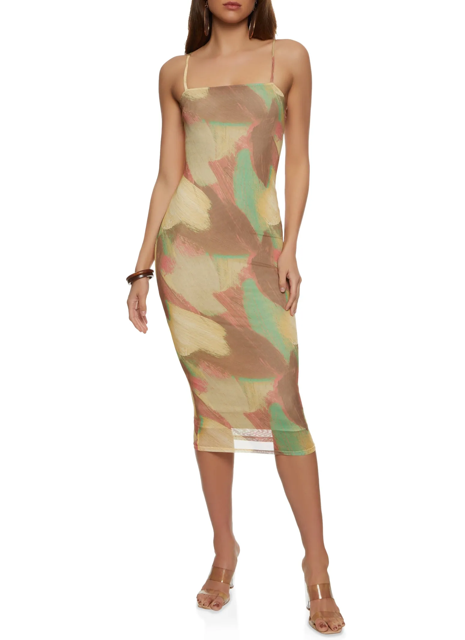 Almost Famous Printed Mesh Cami Midi Dress sold by Rainbow product image thumbnail 3