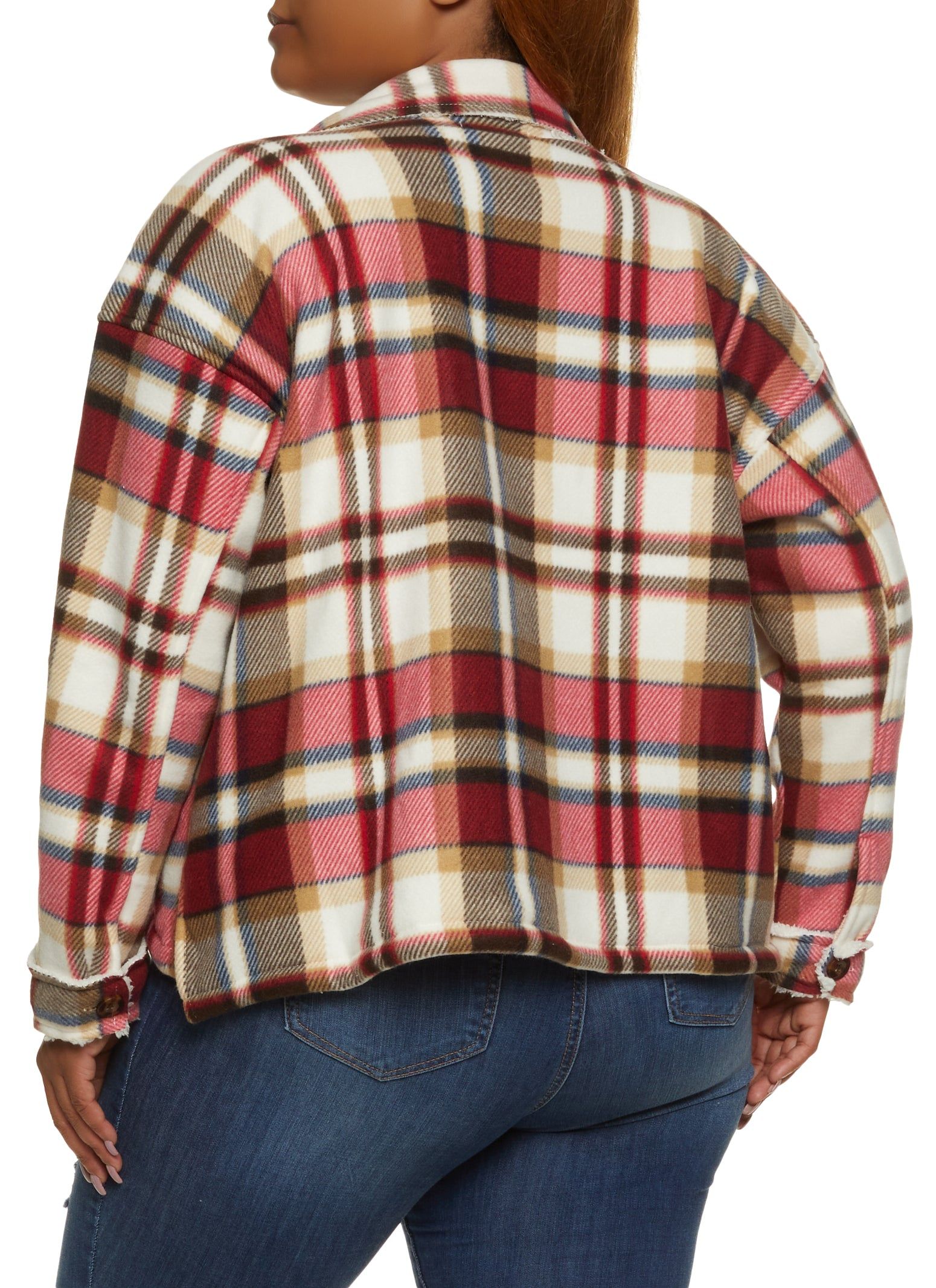 Plus Size Plaid Sherpa Lined Brushed Knit Shacket sold by Rainbow product image thumbnail 3