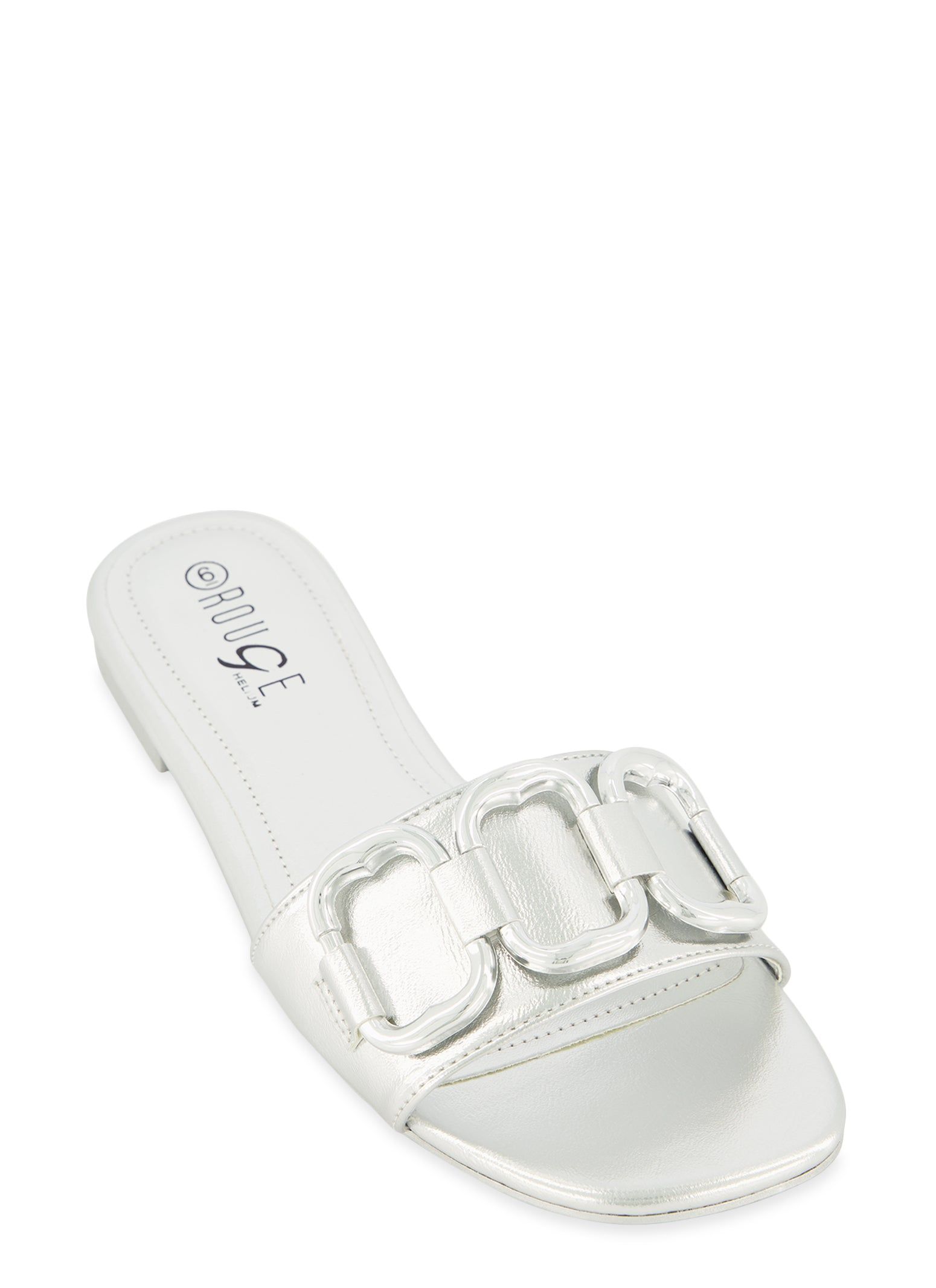 Metallic Ring Detail Slide Sandals sold by Rainbow