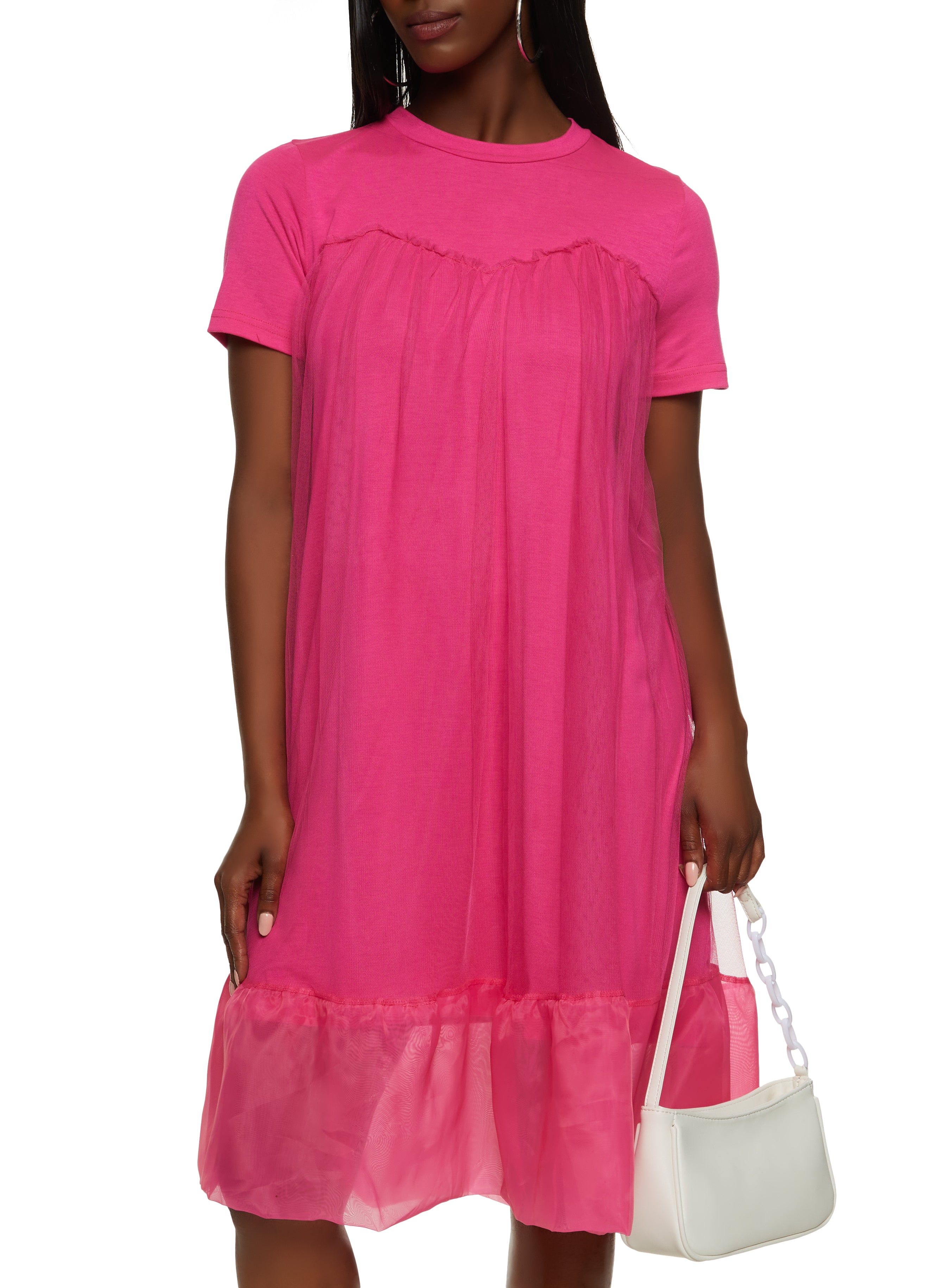 Organza Hem Tulle Midi Shift Dress sold by Rainbow