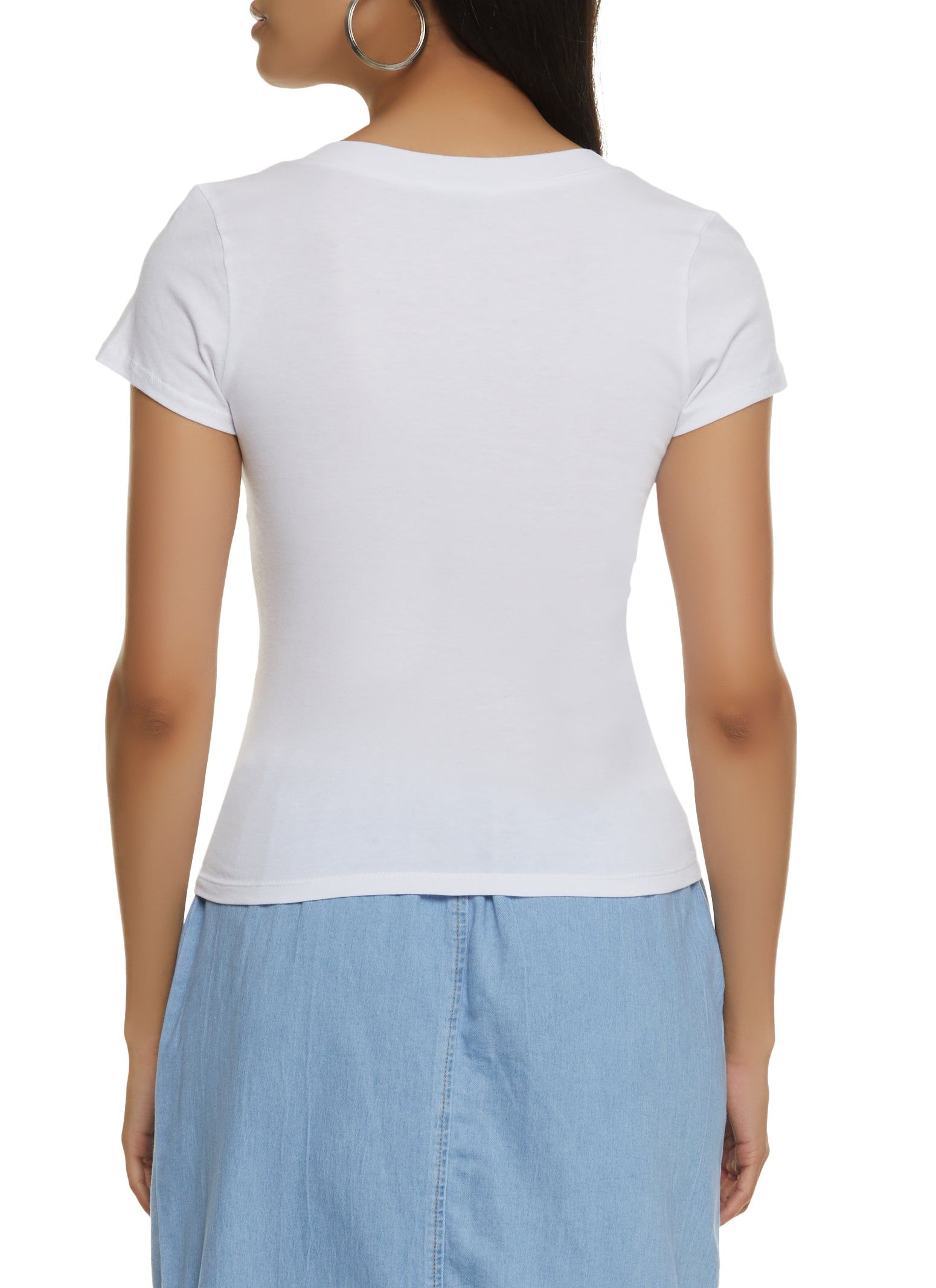 Solid V Neck Short Sleeve Tee sold by Rainbow product image thumbnail 2