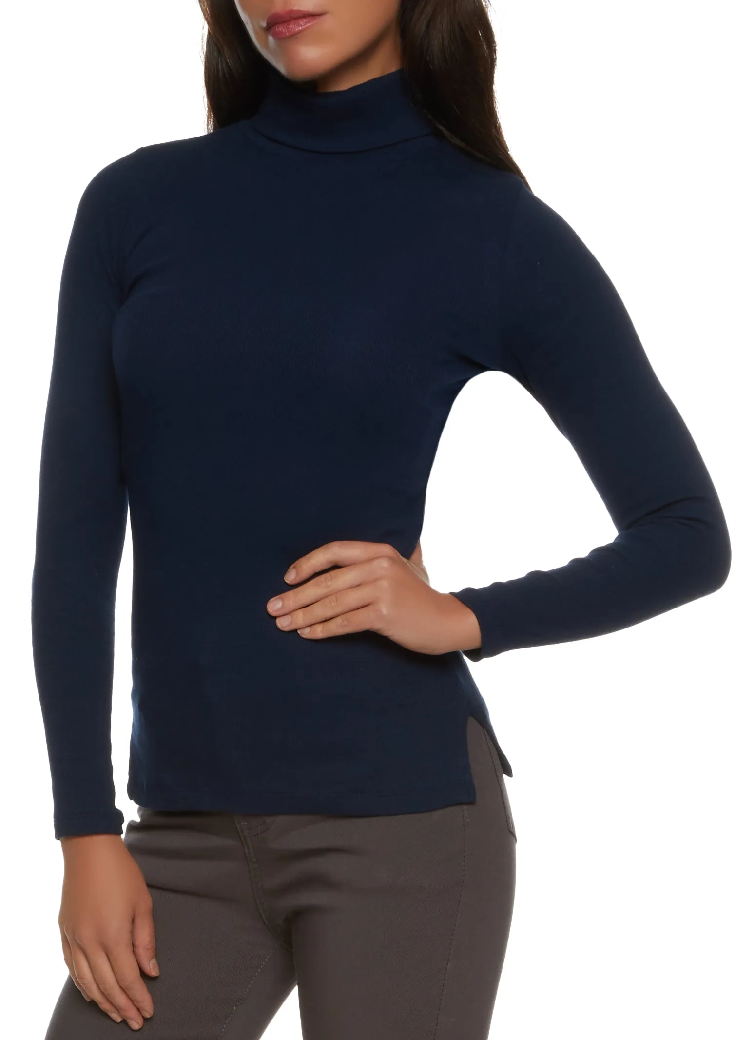 Basic Turtleneck Long Sleeve Top sold by Rainbow
