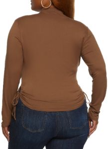 Plus Size Mock Neck Side Tie Long Sleeve Top sold by Rainbow