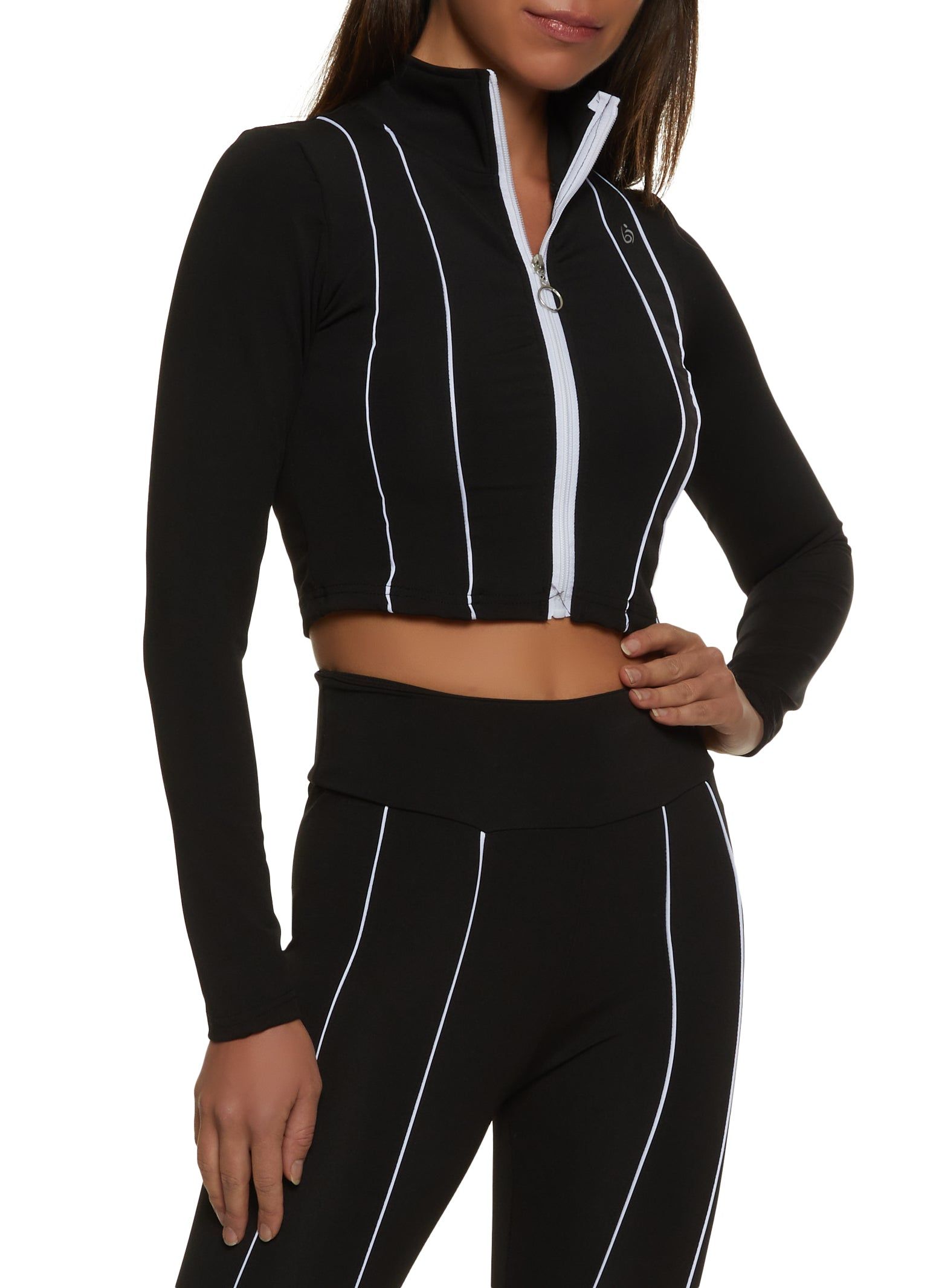 Contrast Pintuck Detail Cropped Track Jacket sold by Rainbow