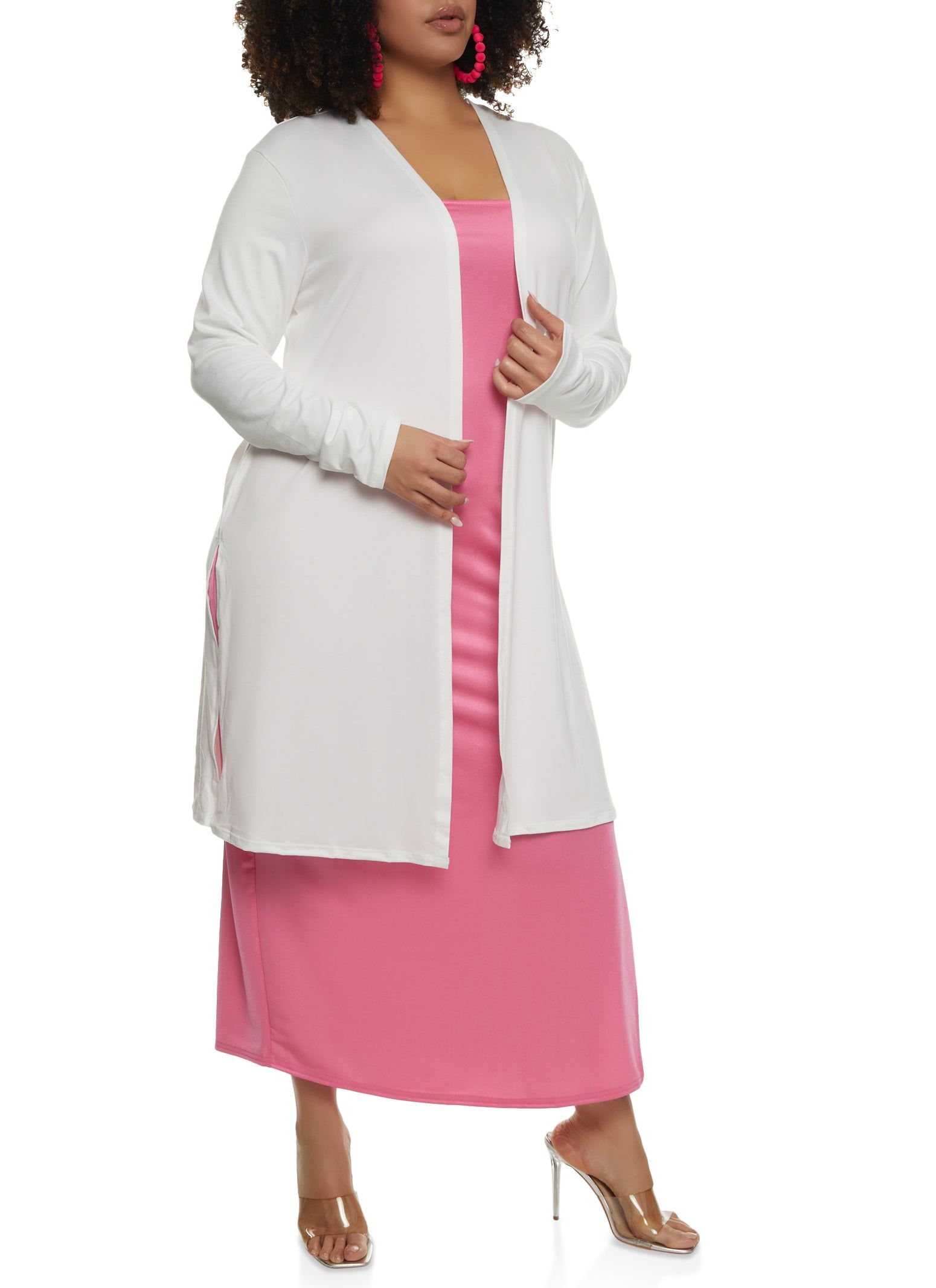 Plus Size Soft Knit Open Front Duster sold by Rainbow