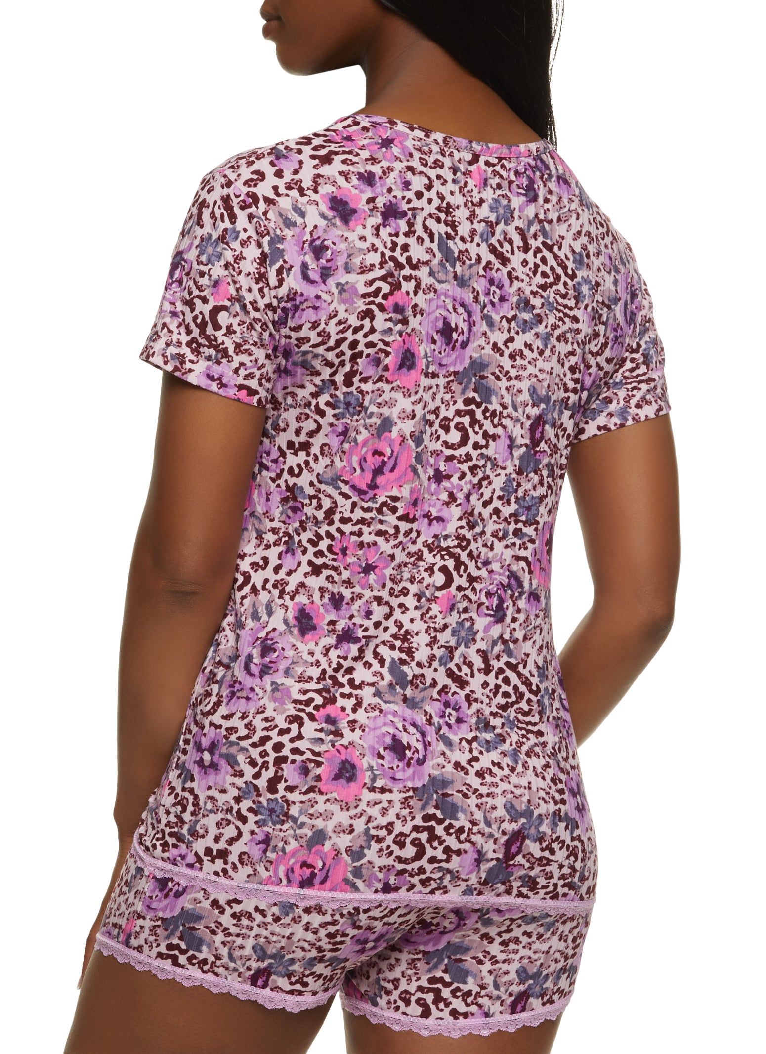 Animal Floral Print Pajama Top and Shorts sold by Rainbow product image thumbnail 2