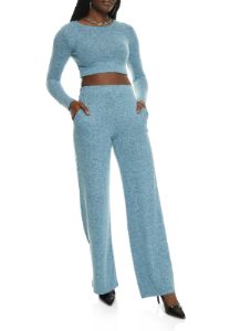 Brushed Knit Crew Neck Crop Top sold by Rainbow