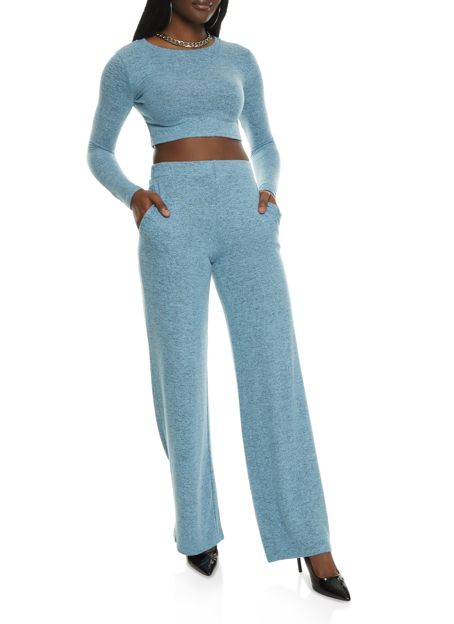 Brushed Knit Crew Neck Crop Top sold by Rainbow product image thumbnail 2