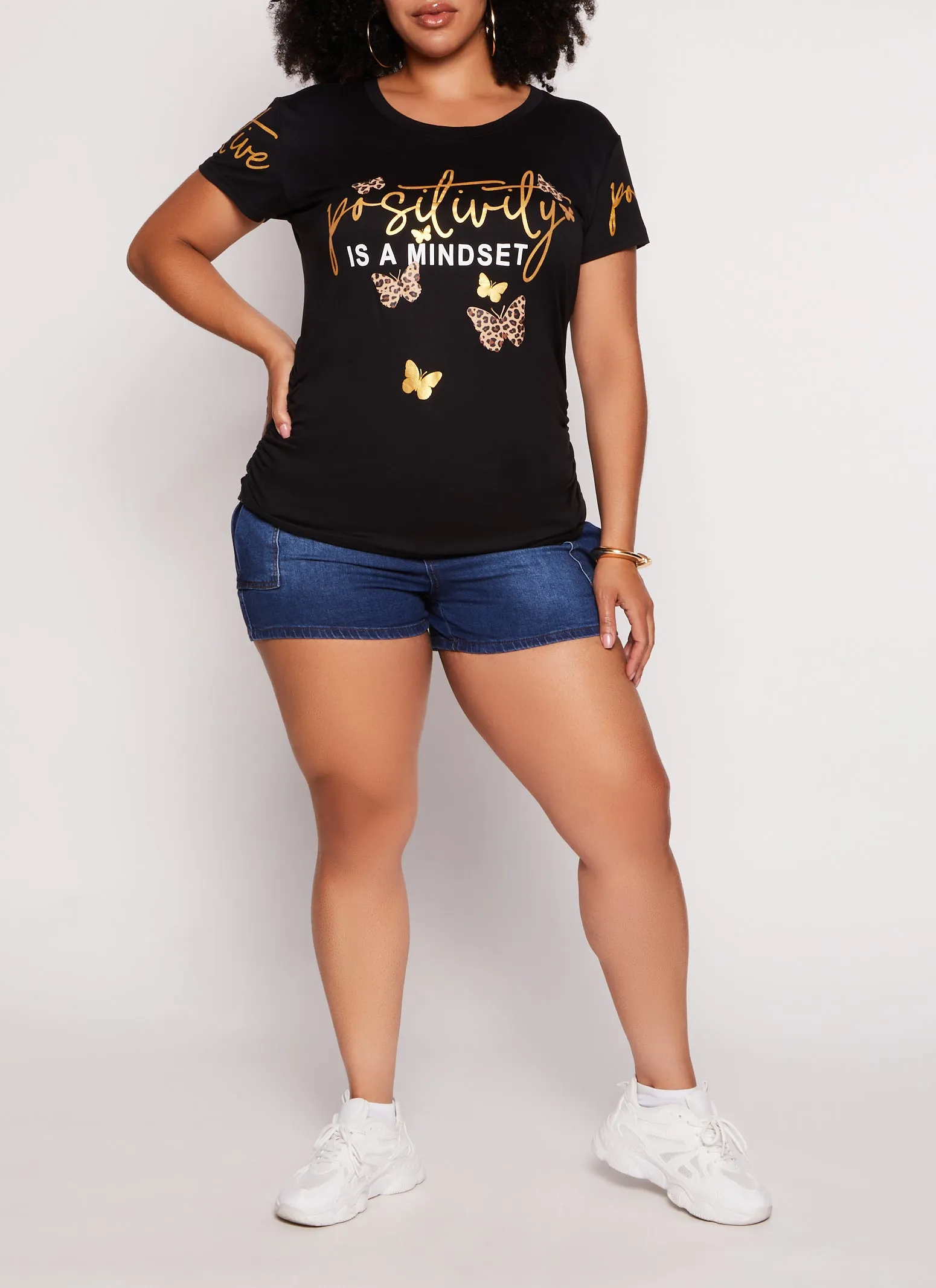 Plus Size Ruched Positivity Graphic T Shirt sold by Rainbow product image thumbnail 2