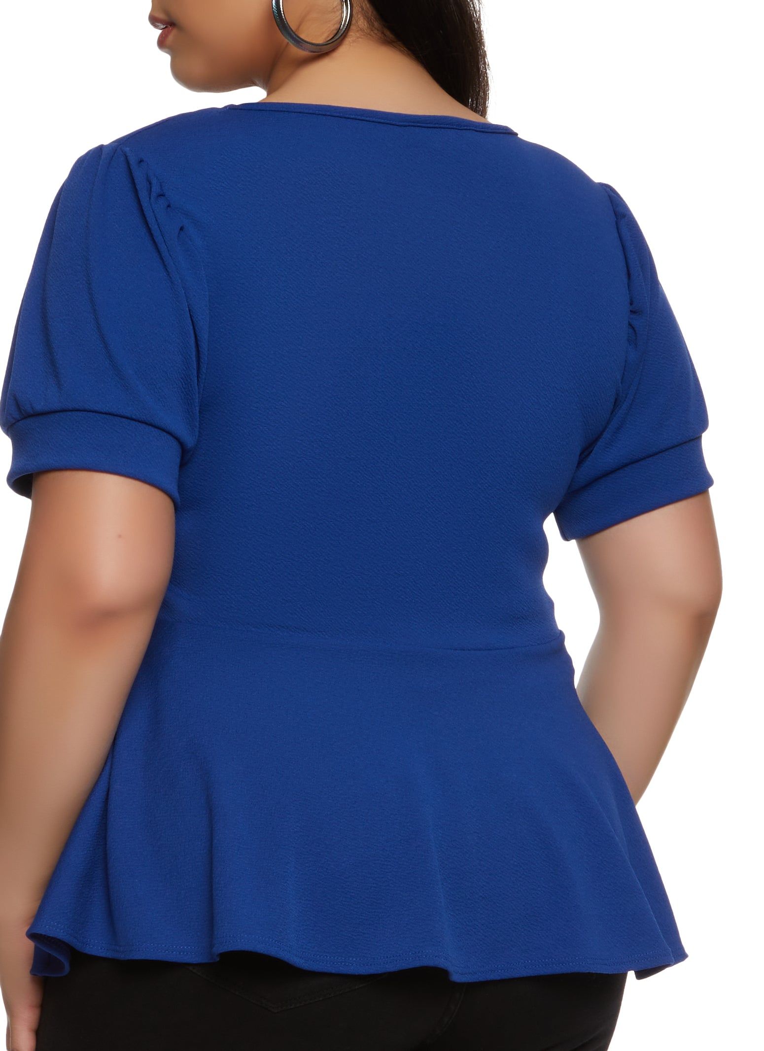 Plus Size Solid Crepe Knit Peplum Top sold by Rainbow product image thumbnail 2