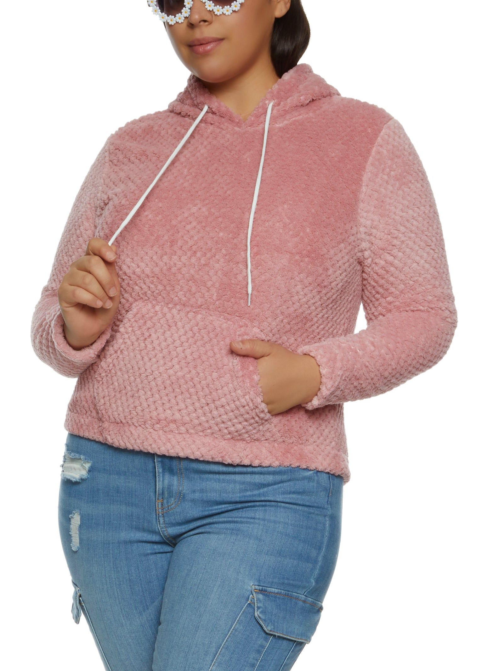 Plus Size Faux Fur Pullover Hoodie sold by Rainbow