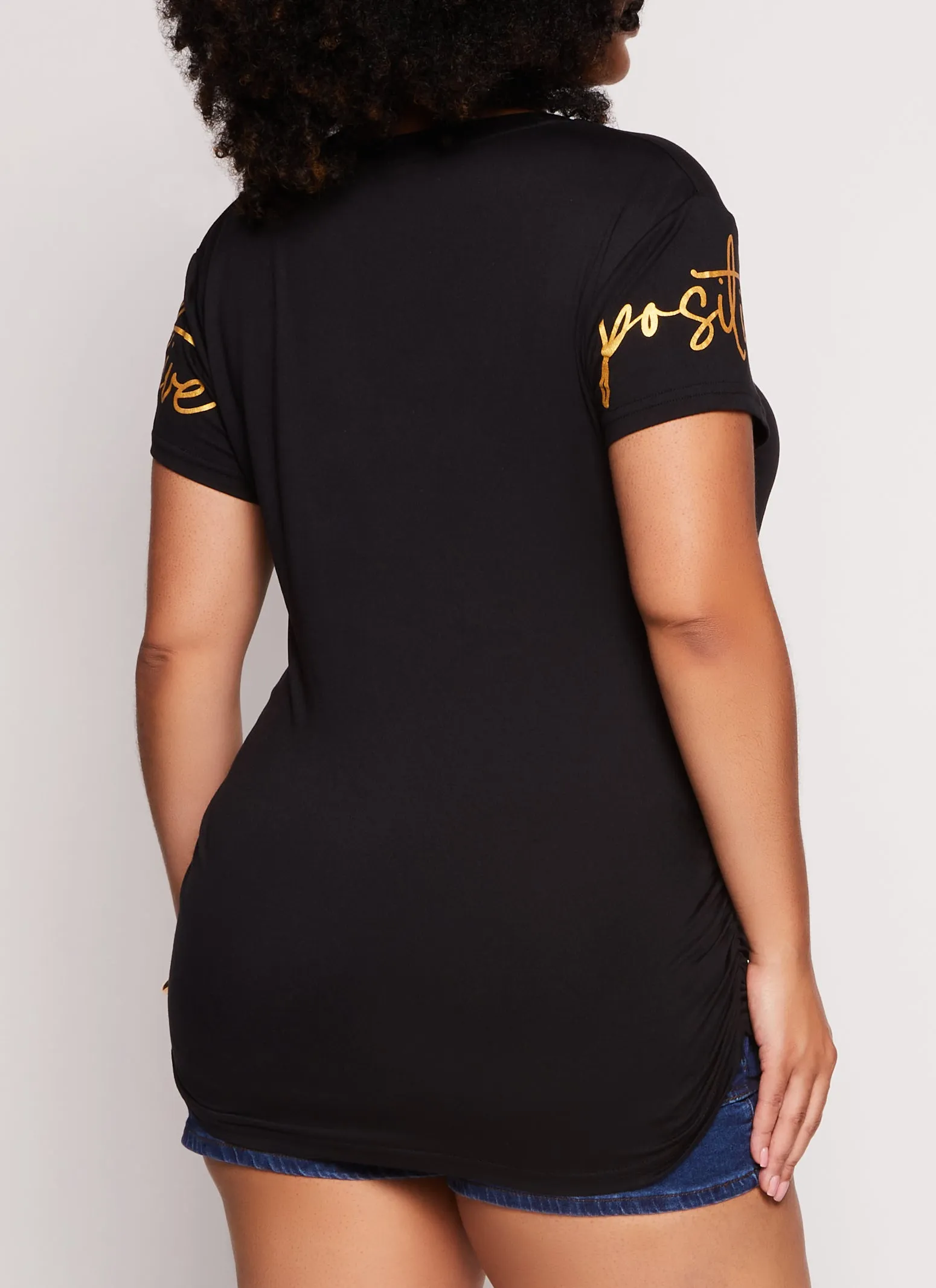 Plus Size Ruched Positivity Graphic T Shirt sold by Rainbow product image thumbnail 3