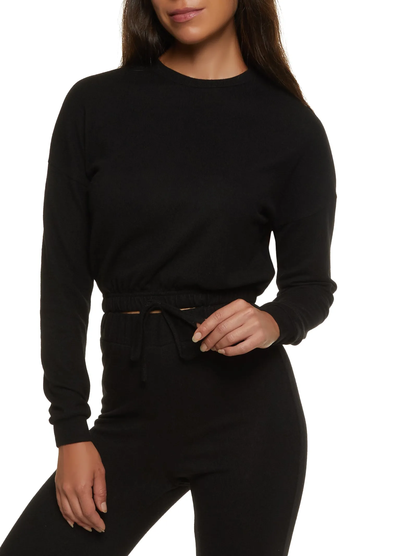 Fleece Drawstring Hem Pullover Sweatshirt sold by Rainbow