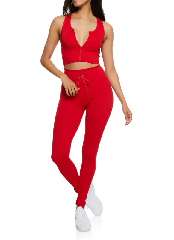 Seamless Ribbed Drawstring Leggings sold by Rainbow