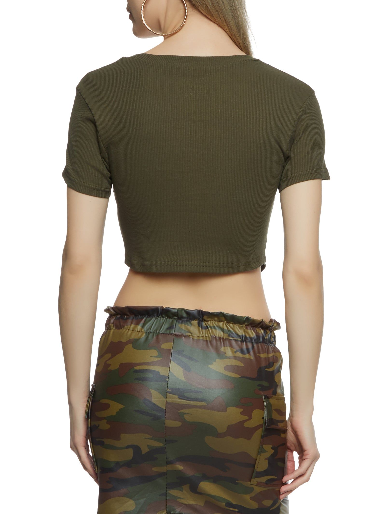 Rib Knit Hanky Hem Cropped Tee sold by Rainbow product image thumbnail 2