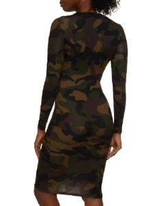 Mock Neck Printed Midi Dress sold by Rainbow