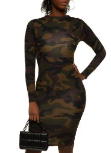 Mock Neck Printed Midi Dress sold by Rainbow