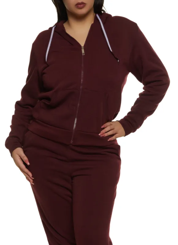 Plus Size Fleece Zip Front Hoodie sold by Rainbow