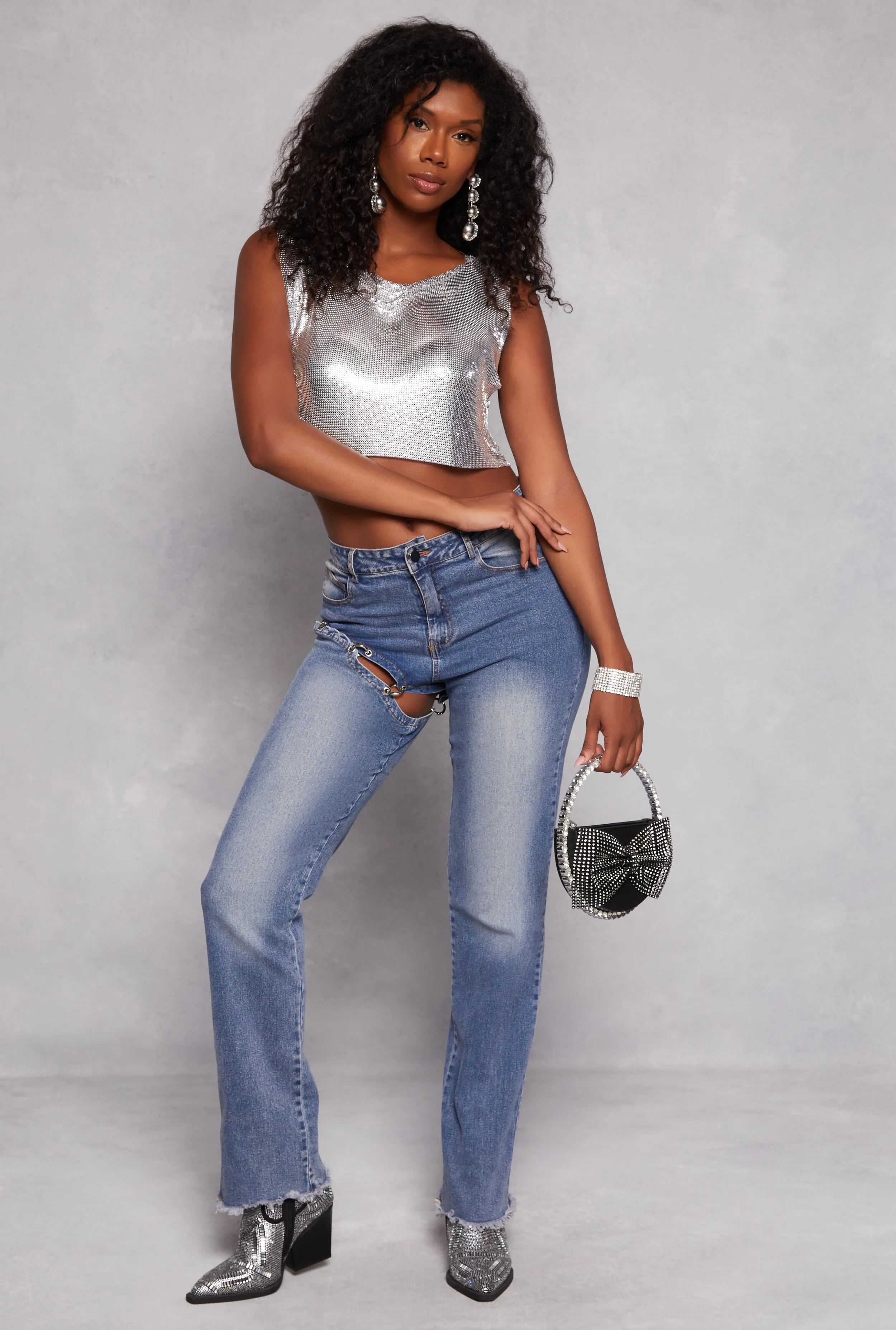 Metallic Cowl Neck Crop Top sold by Rainbow product image thumbnail 2