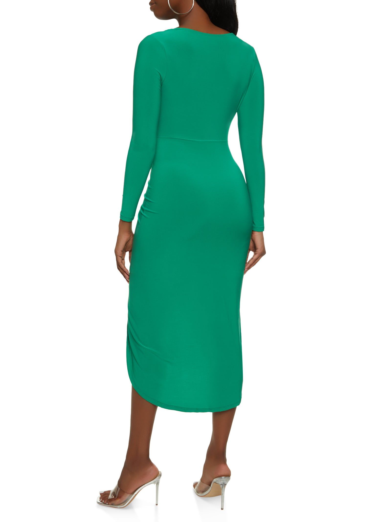 Solid Plunge Neck Wrap Dress sold by Rainbow product image thumbnail 3