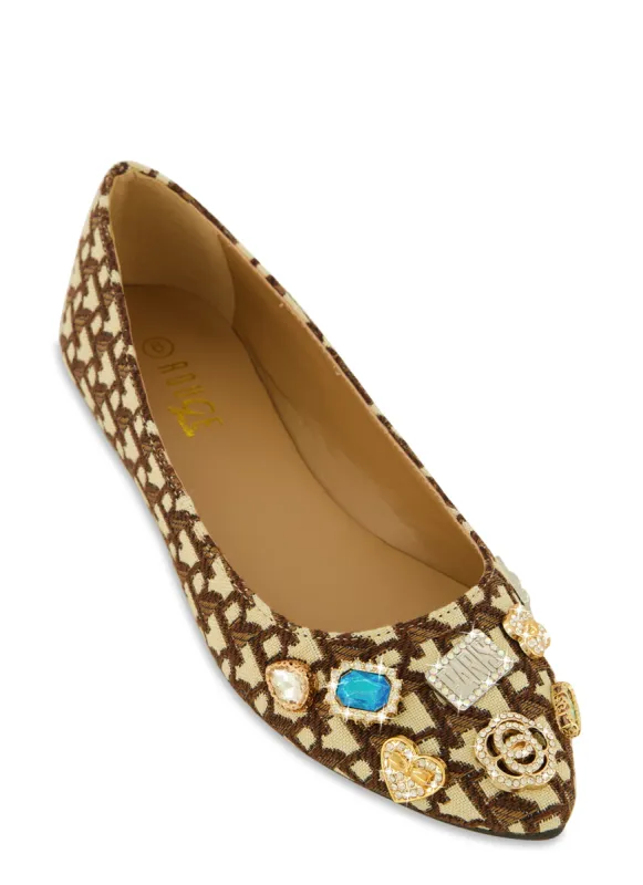 Rhinestone Embellished Pointed Toe Flats sold by Rainbow