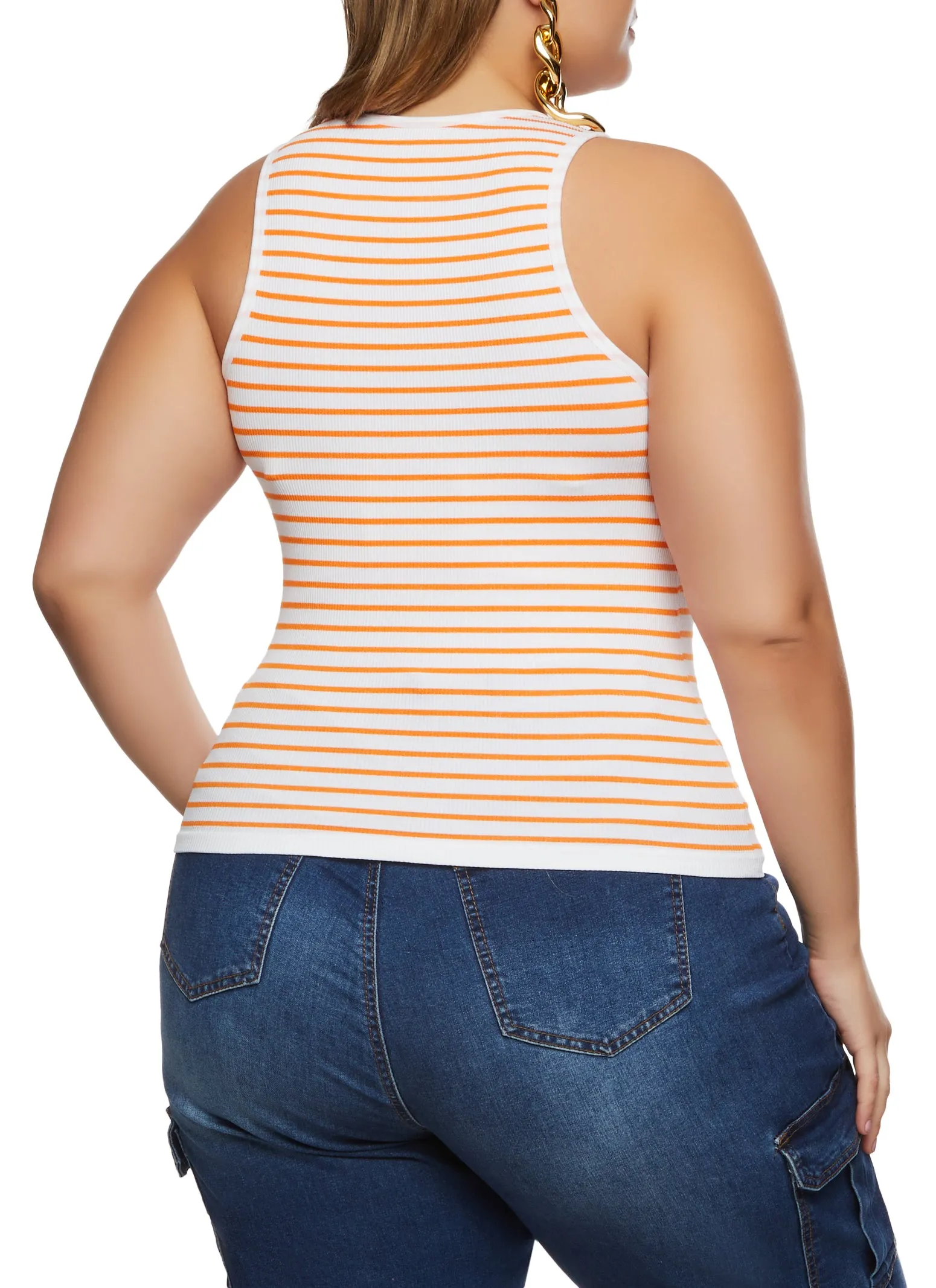 Plus Size Rib Knit Stripe Tank Top sold by Rainbow product image thumbnail 2