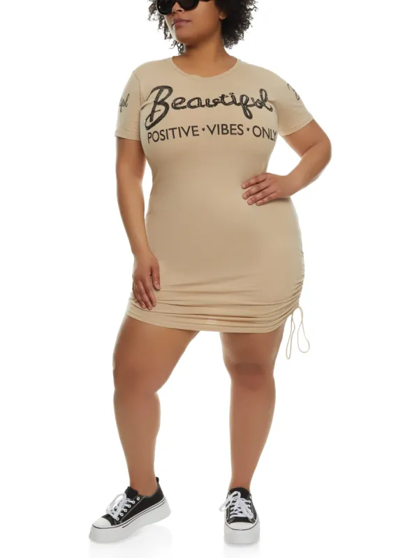 Plus Size Beautiful Sequin Graphic T Shirt Dress sold by Rainbow