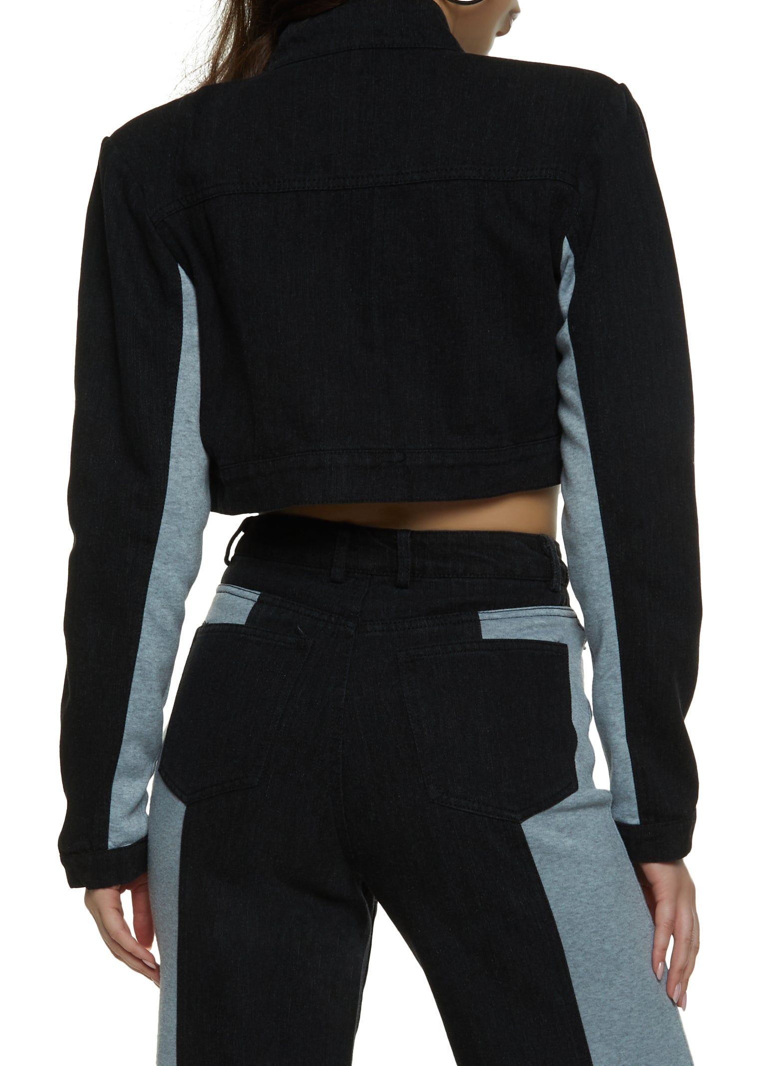 Cropped Fleece Detail Denim Jacket sold by Rainbow product image thumbnail 3