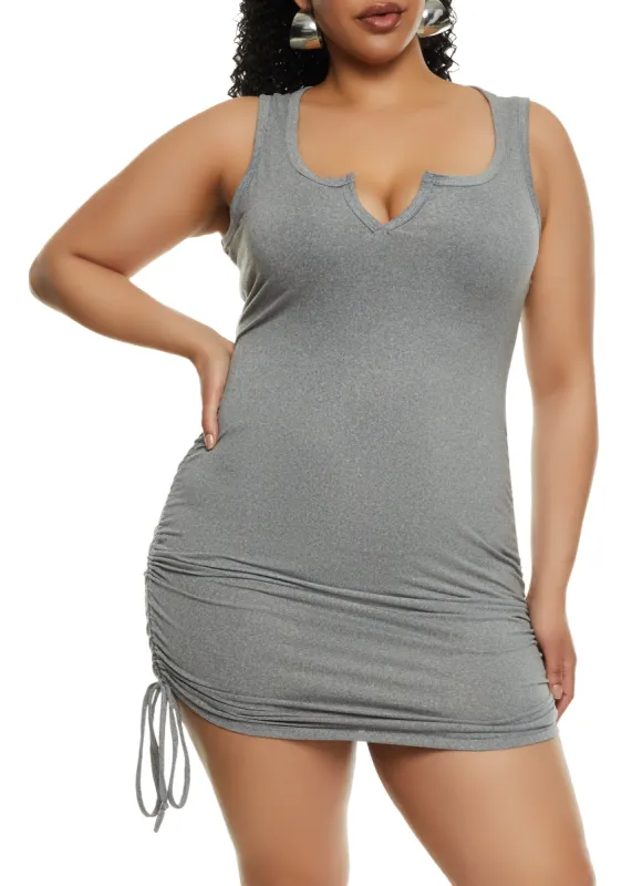 Plus Size Split V Neck Tank Dress sold by Rainbow