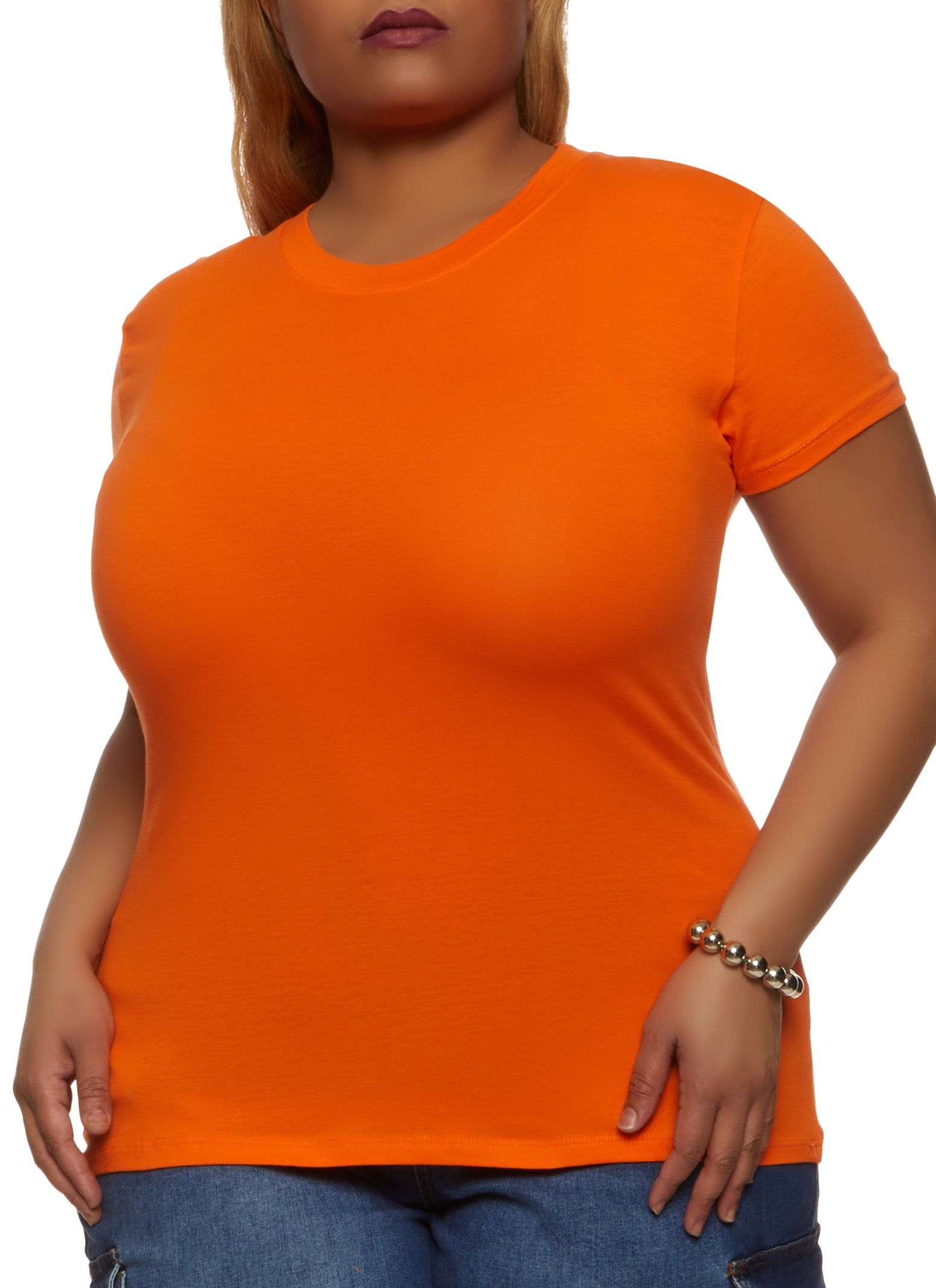 Plus Size Short Sleeve Crew Neck Tee sold by Rainbow