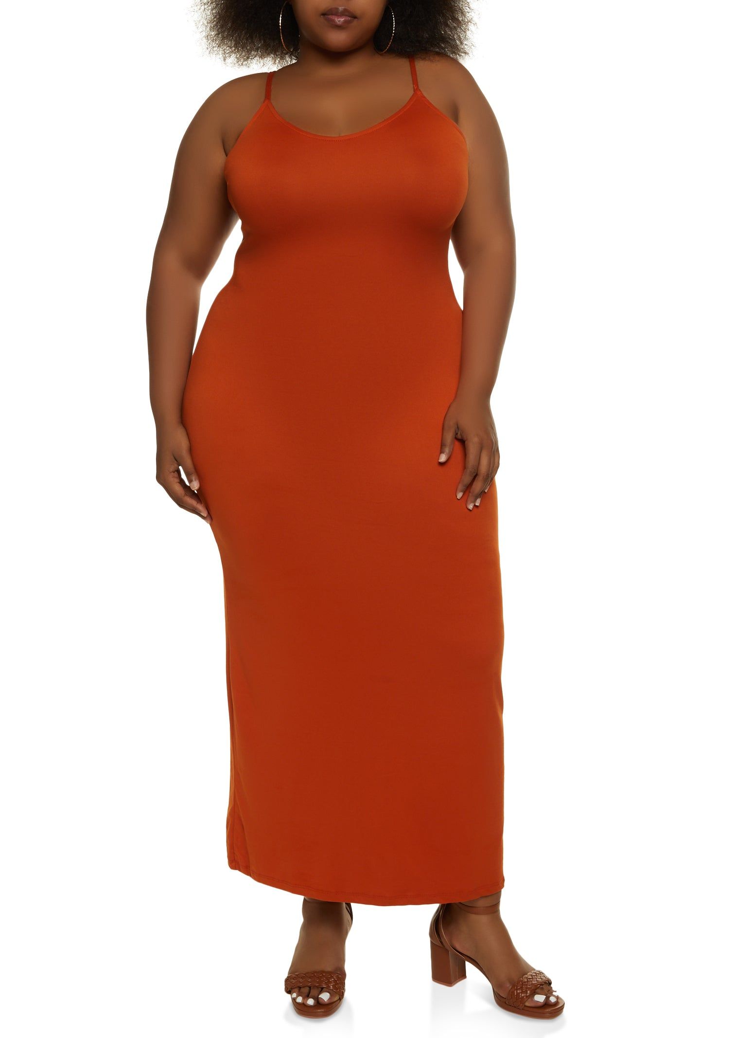 Plus Size Solid Scoop Neck Maxi Dress sold by Rainbow
