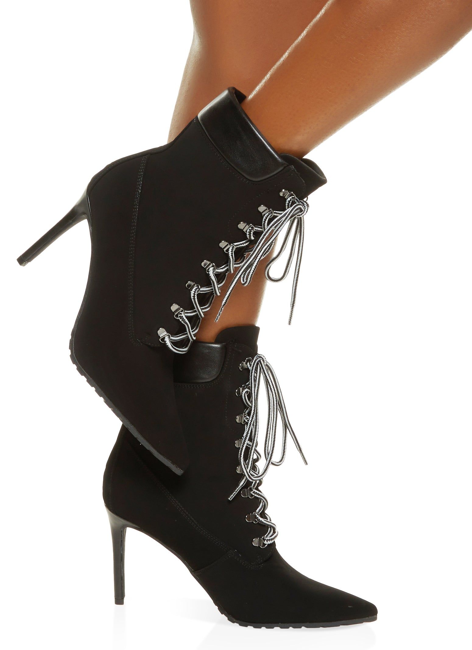 Pointed Toe Lace Up Stiletto Boots sold by Rainbow