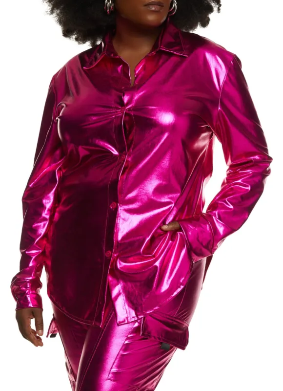 Plus Size Metallic Foil Tunic Shirt sold by Rainbow