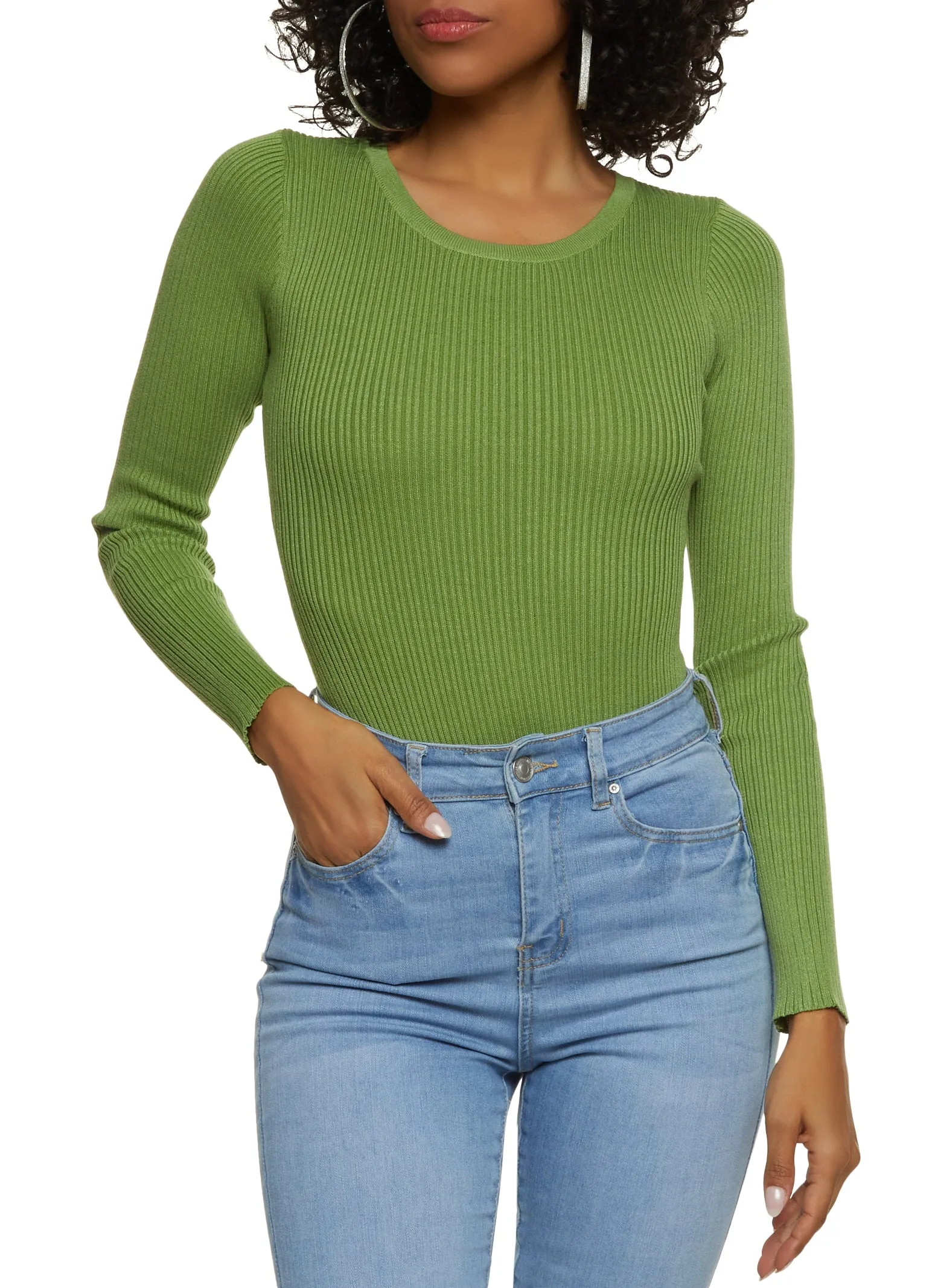 Ribbed Crew Neck Long Sleeve Bodysuit sold by Rainbow product image thumbnail 2