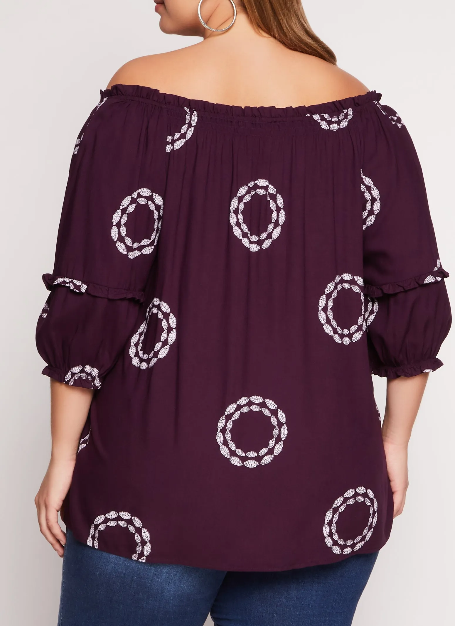Plus Size Printed Off The Shoulder Puff Sleeve Blouse sold by Rainbow product image thumbnail 3