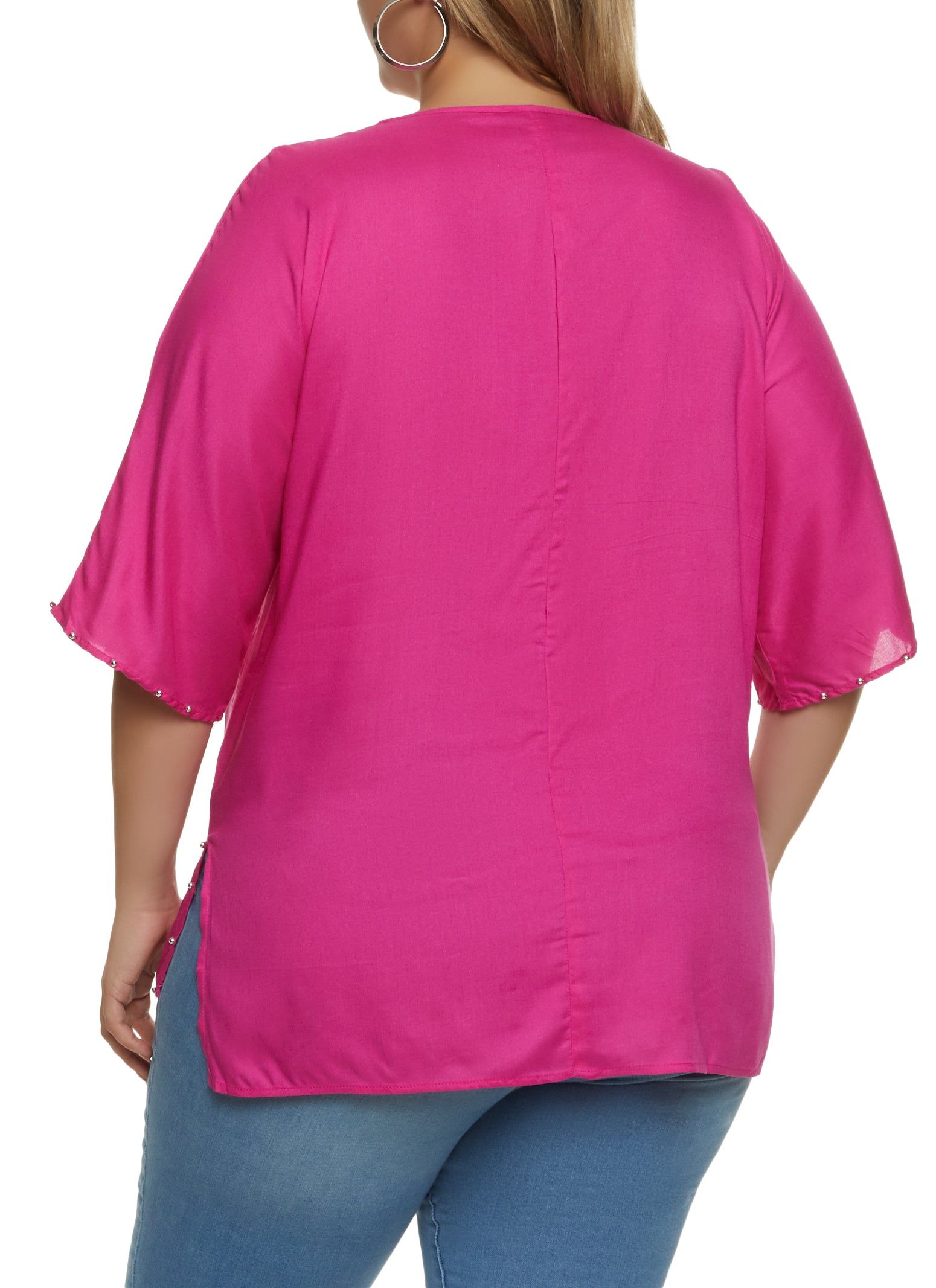 Plus Size Studded Trim Keyhole Front Top sold by Rainbow product image thumbnail 2