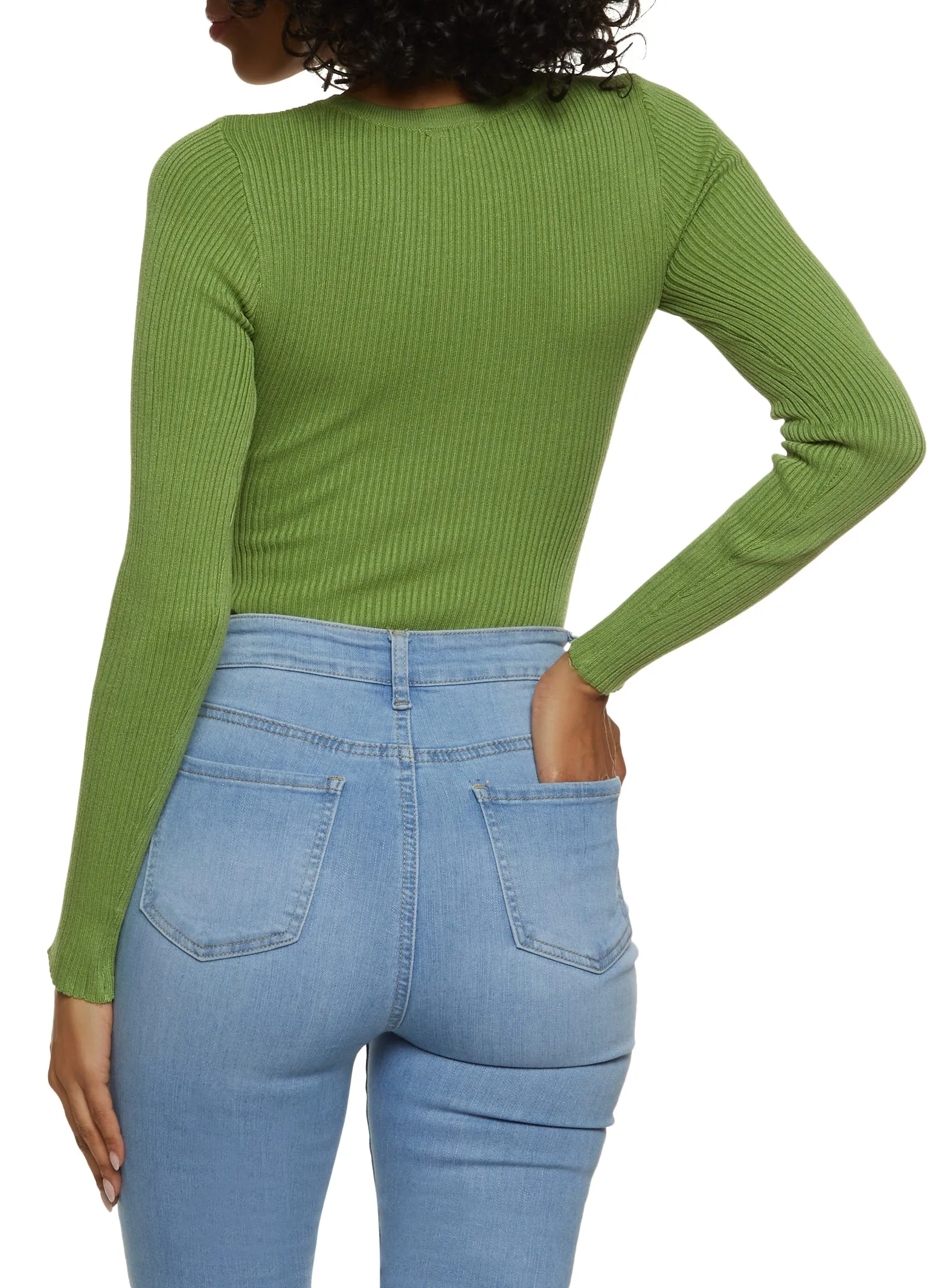 Ribbed Crew Neck Long Sleeve Bodysuit sold by Rainbow product image thumbnail 3